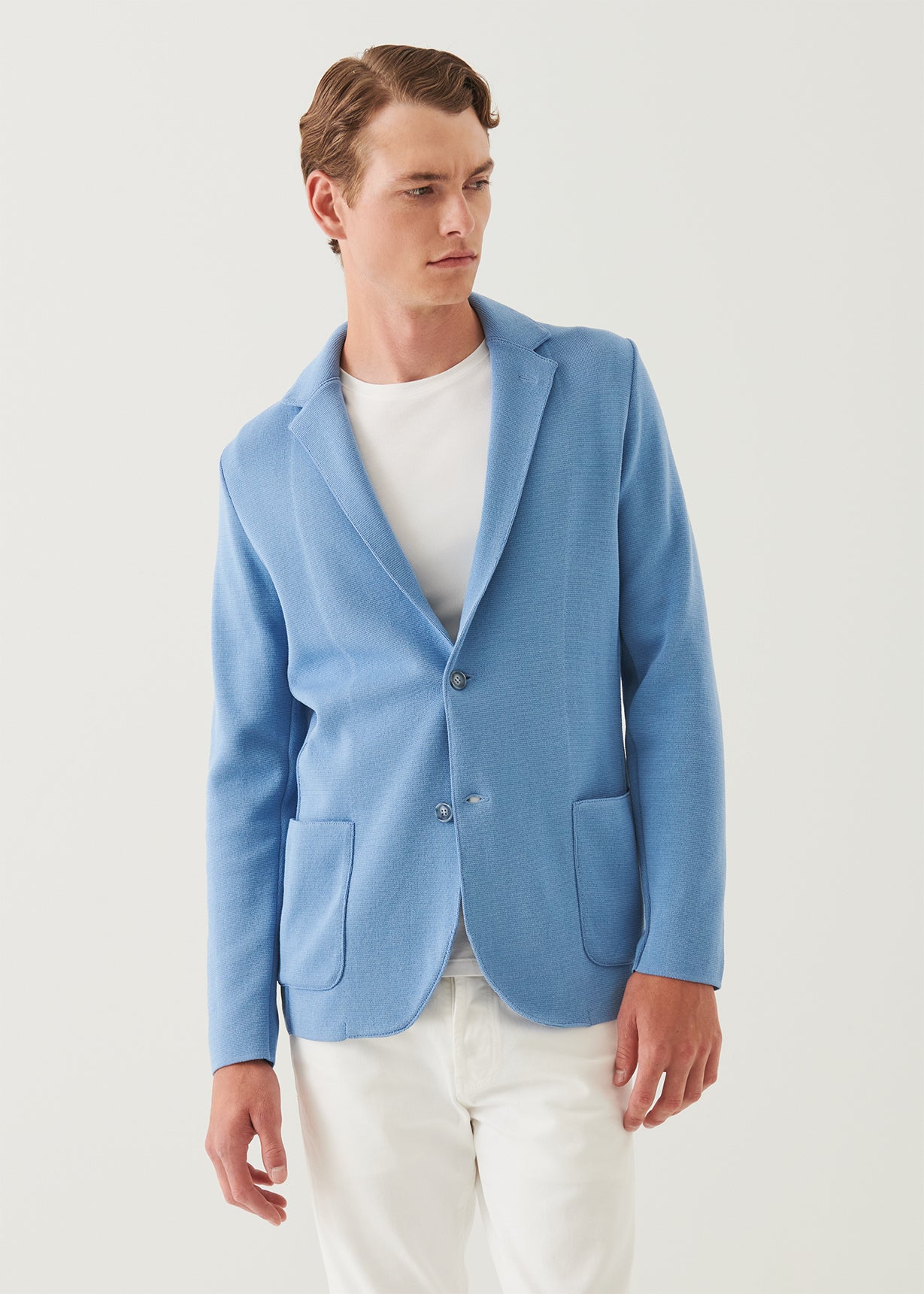 Cotton Knit Two-Button Blazer