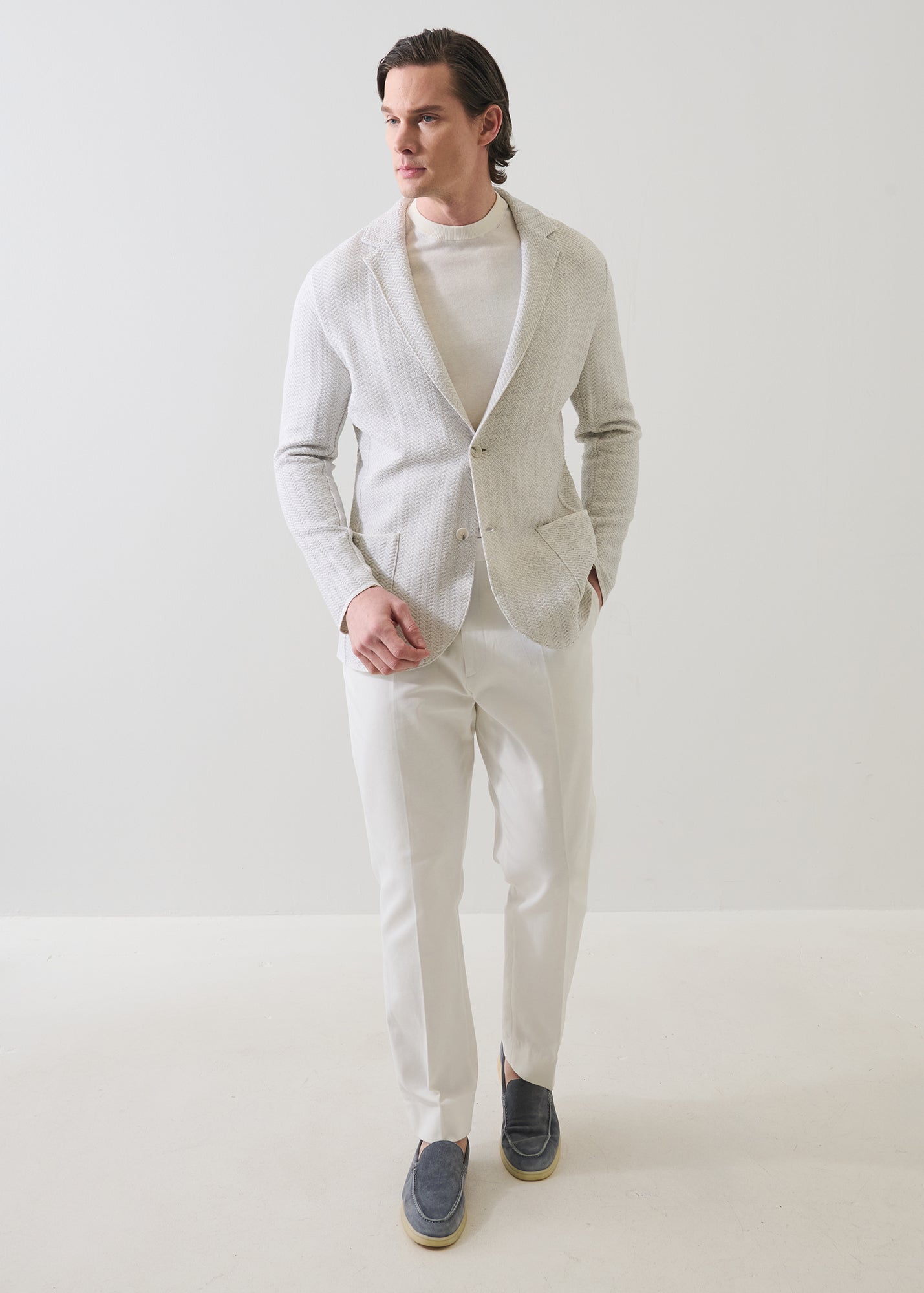 Cotton Herringbone Knit Blazer - PATRICK ASSARAF