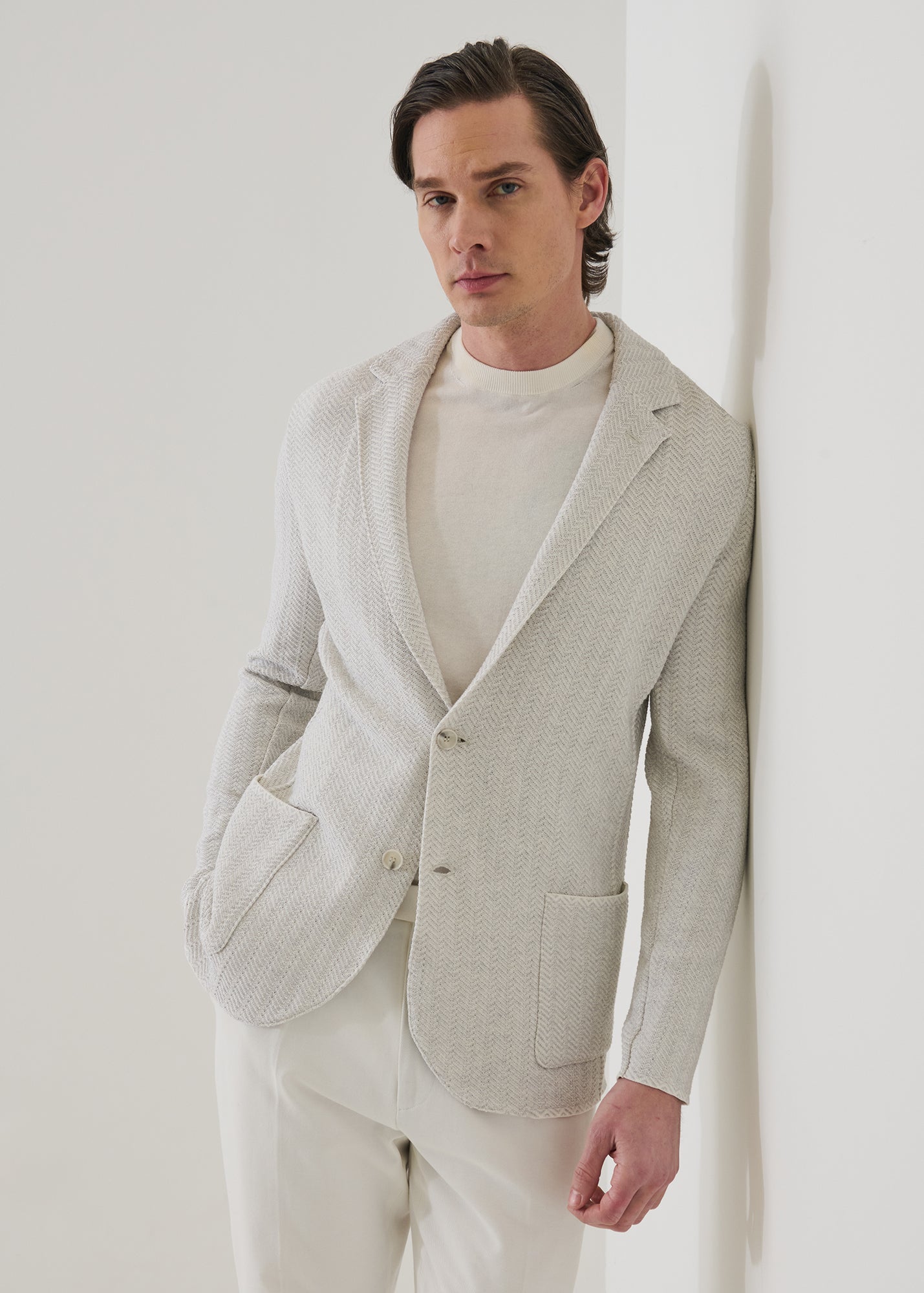 Cotton Herringbone Knit Blazer - PATRICK ASSARAF