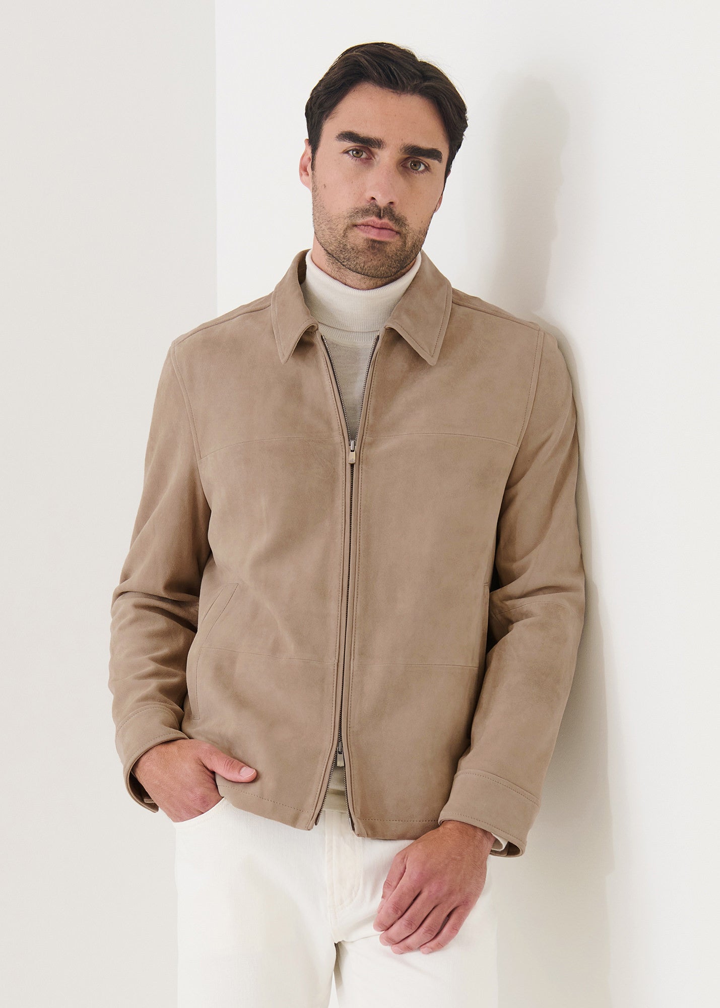 Suede Zip Up Shirt Jacket - PATRICK ASSARAF