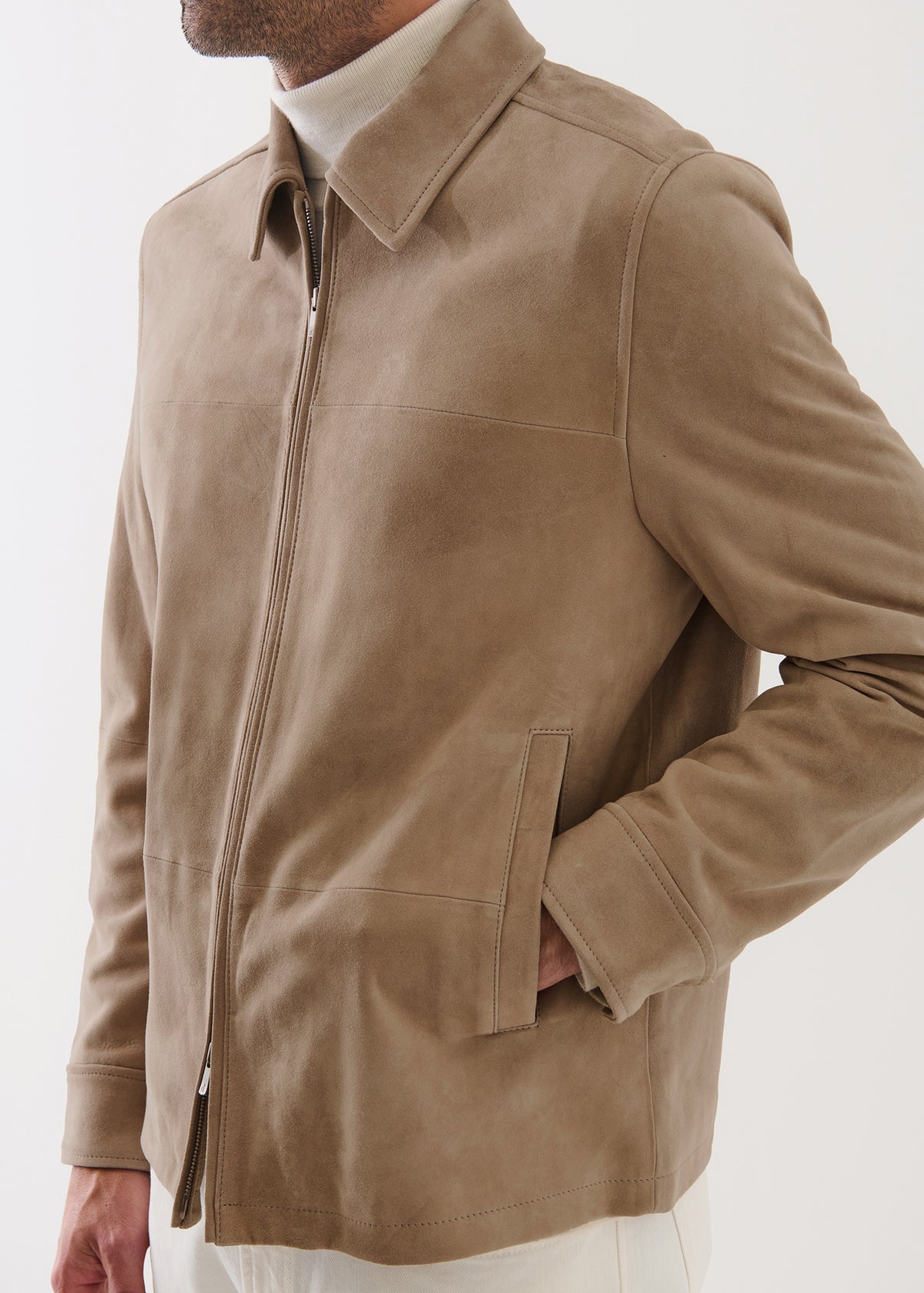 Suede Zip Up Shirt Jacket - PATRICK ASSARAF