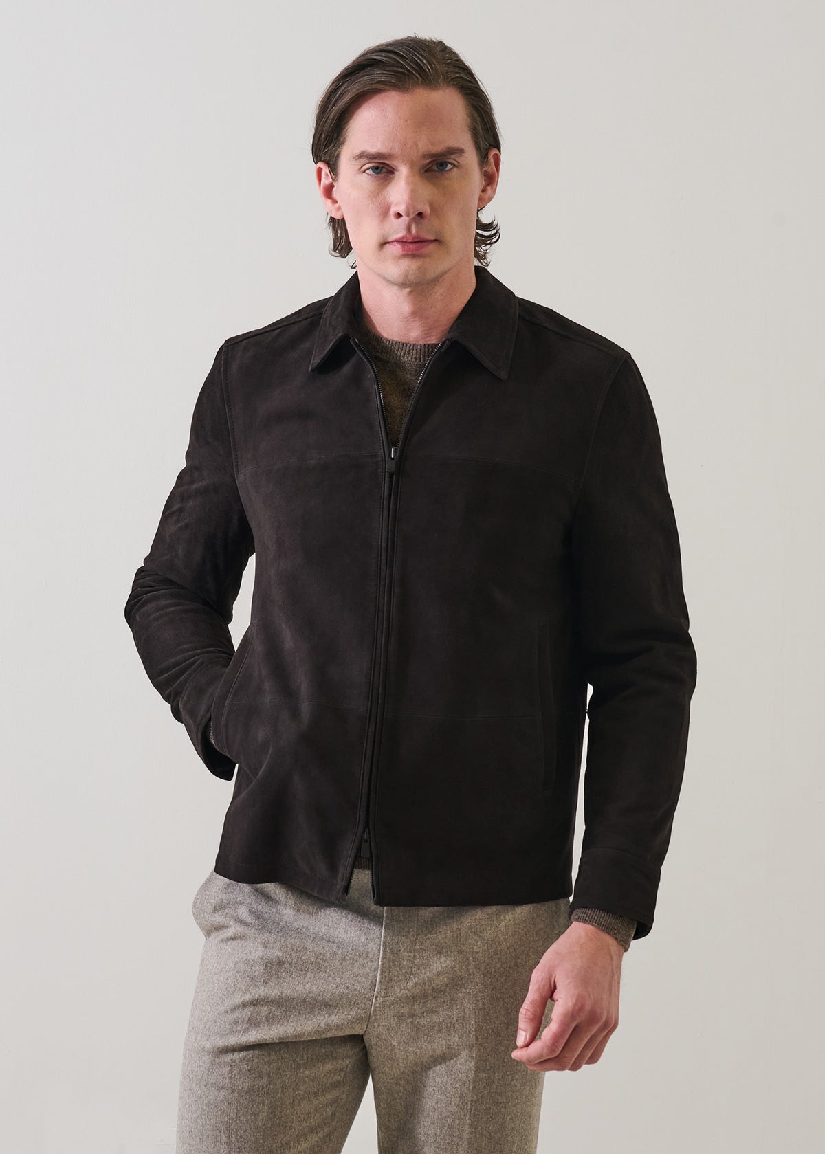 Suede Zip Up Shirt Jacket - PATRICK ASSARAF