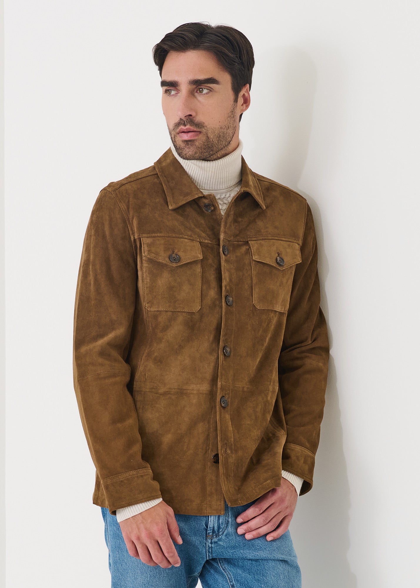 Suede Unlined Shirt Jacket