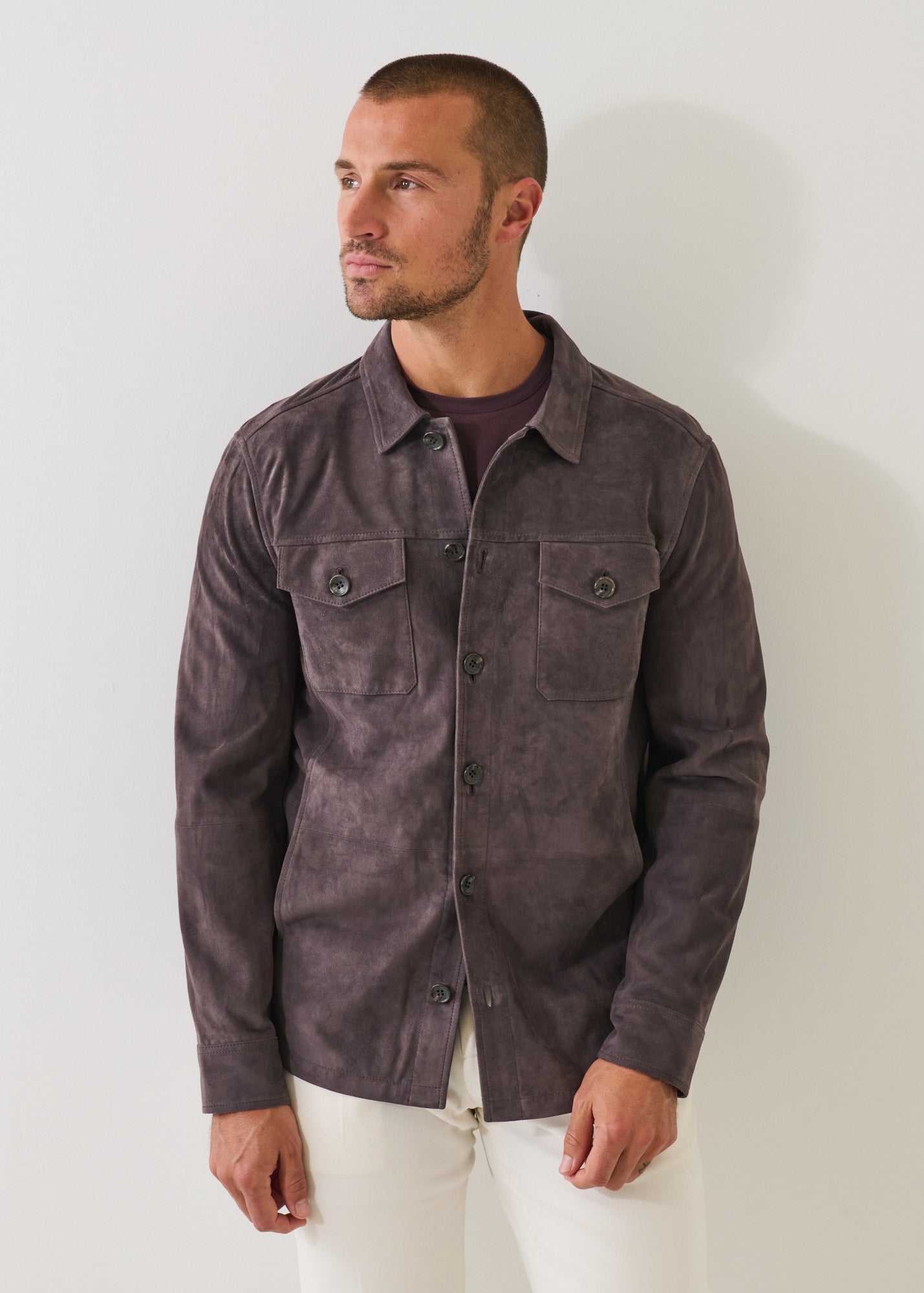Suede Unlined Shirt Jacket