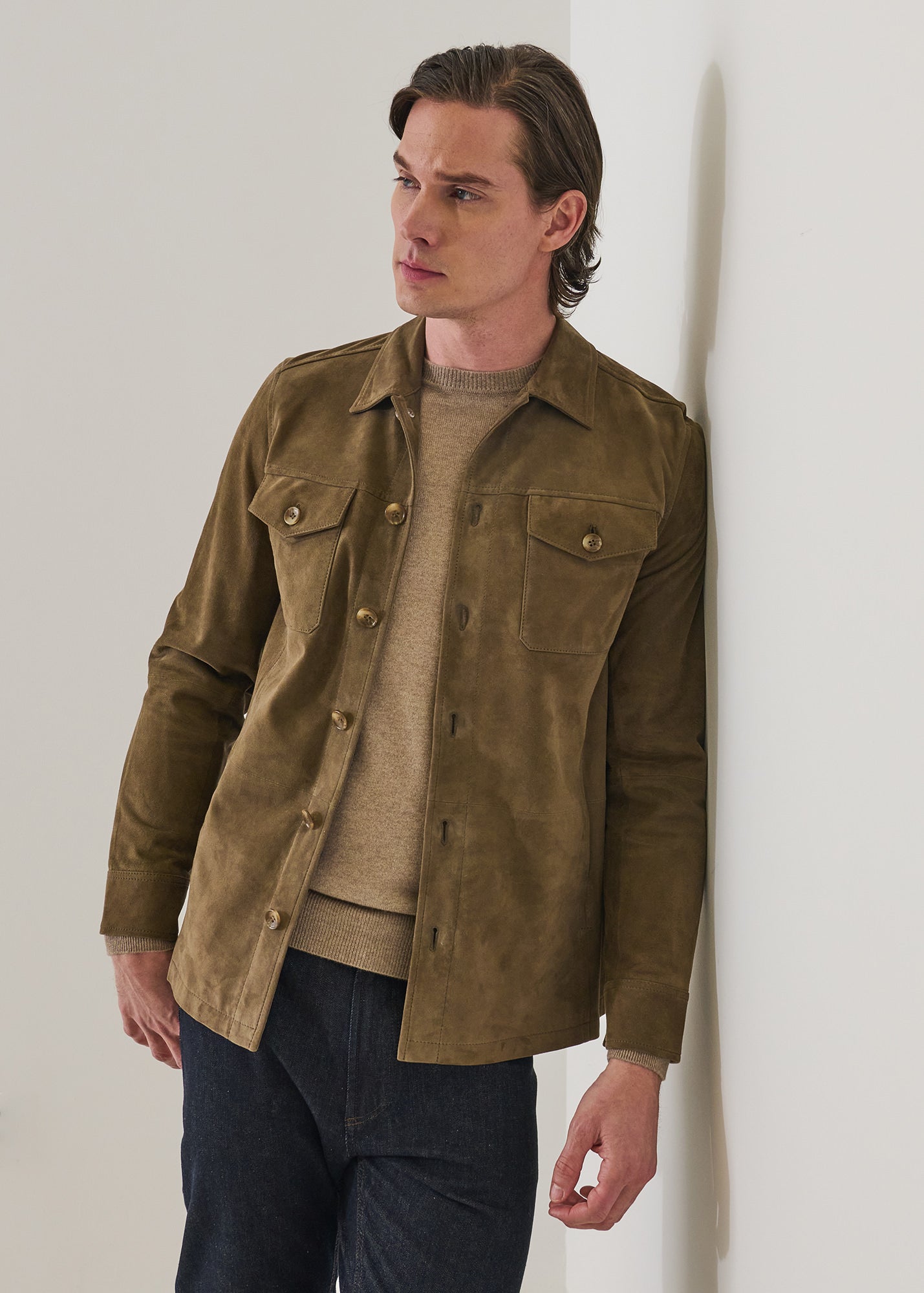 Suede Unlined Shirt Jacket