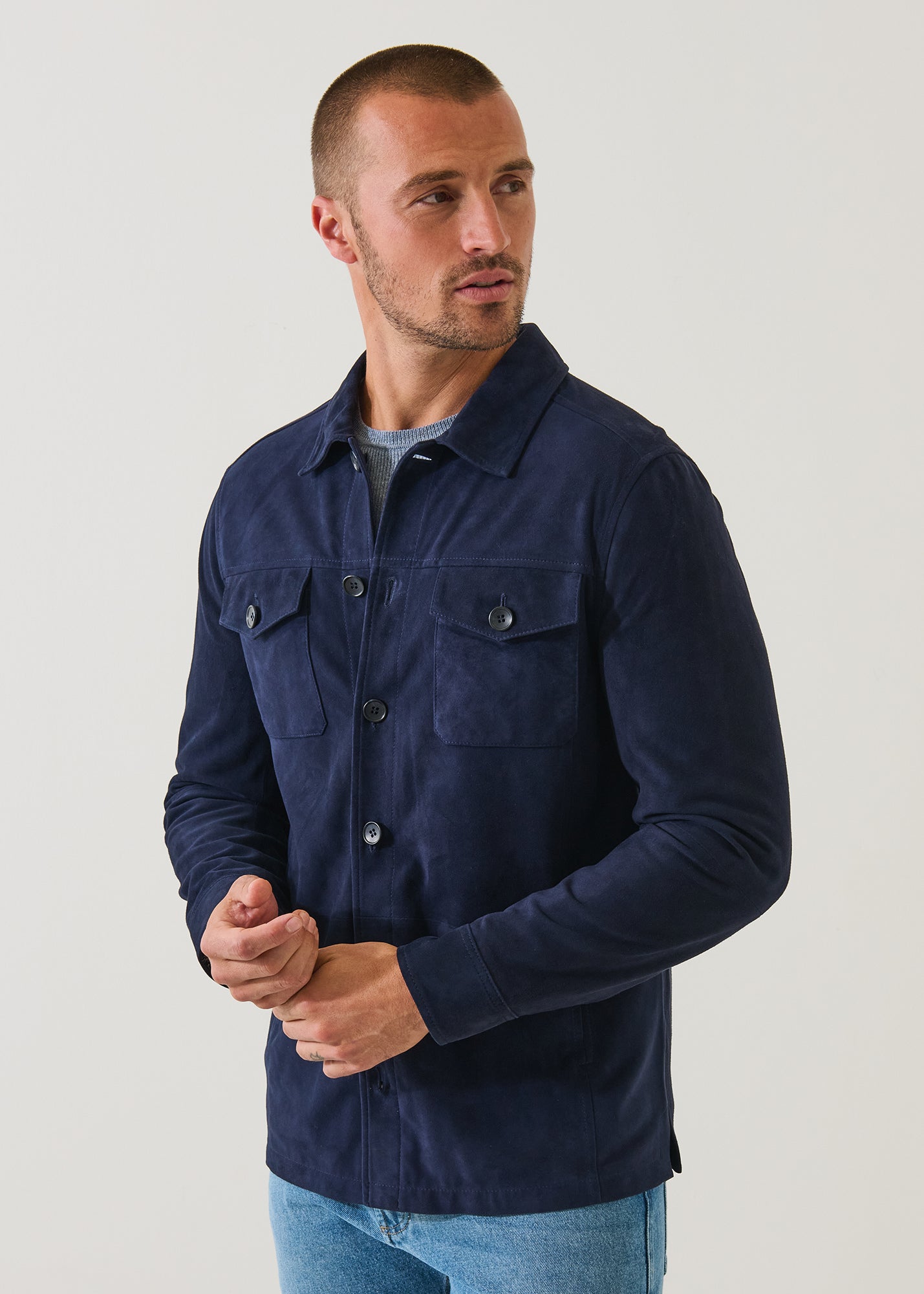 Suede Unlined Shirt Jacket