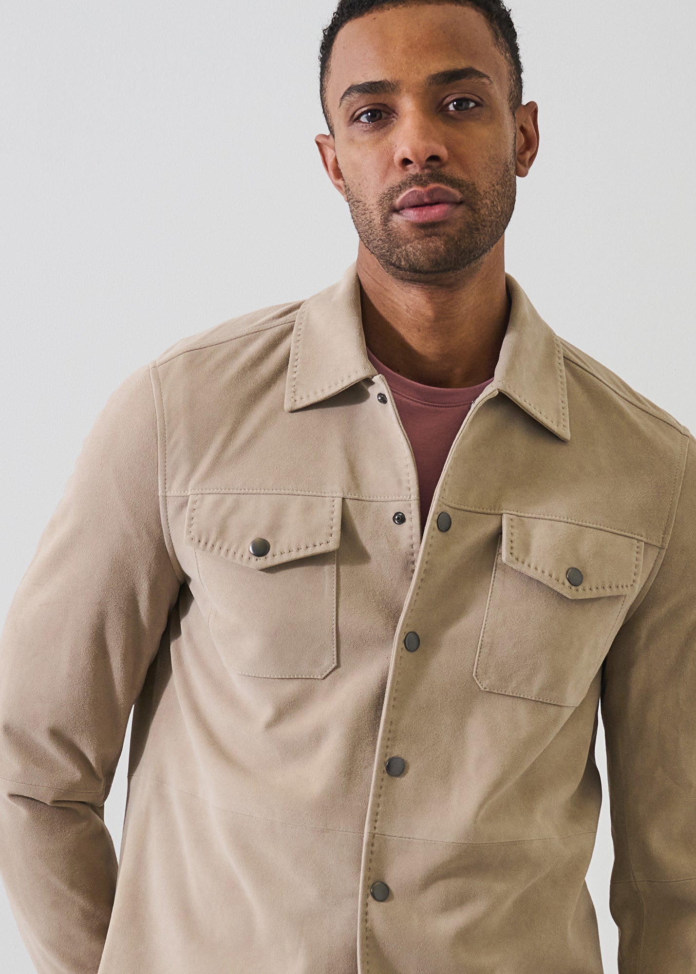 Suede Snap Front Shirt Jacket - PATRICK ASSARAF