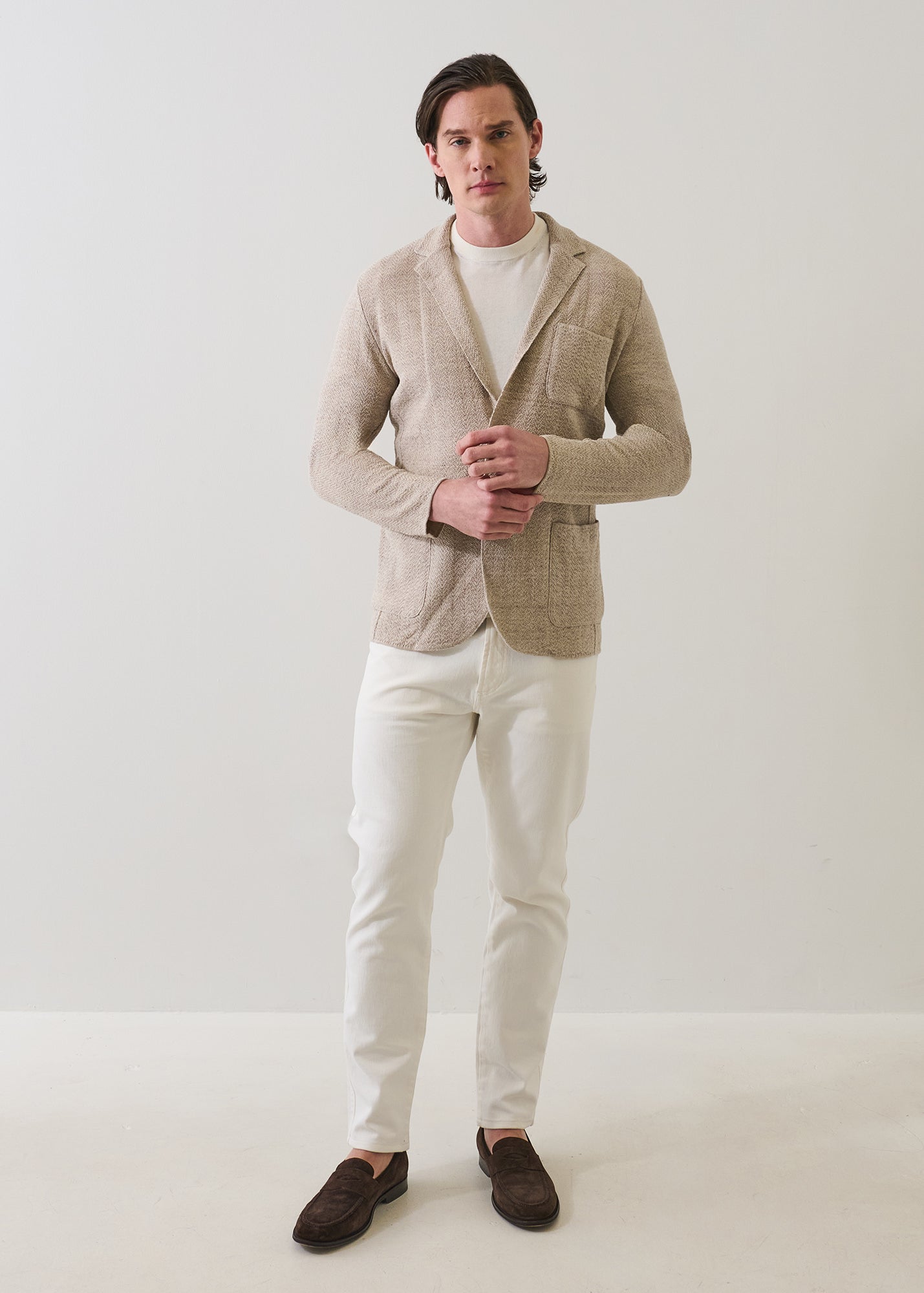 Linen-Cotton Herringbone Knit Blazer - PATRICK ASSARAF