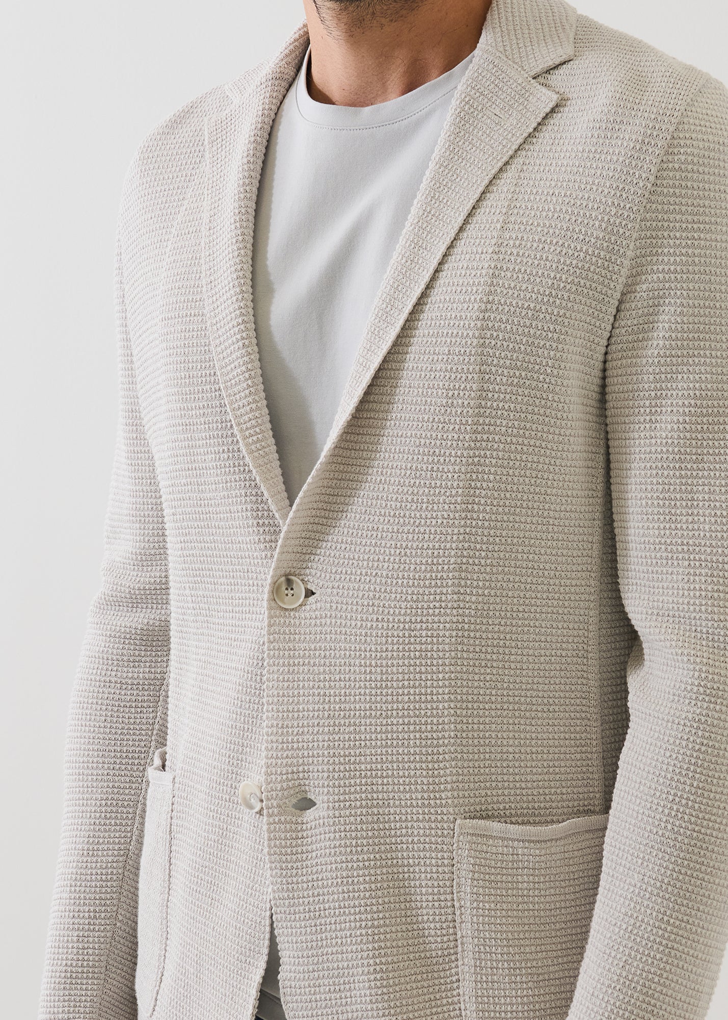 Linen-Cotton Mini-Grid Knit Blazer - PATRICK ASSARAF