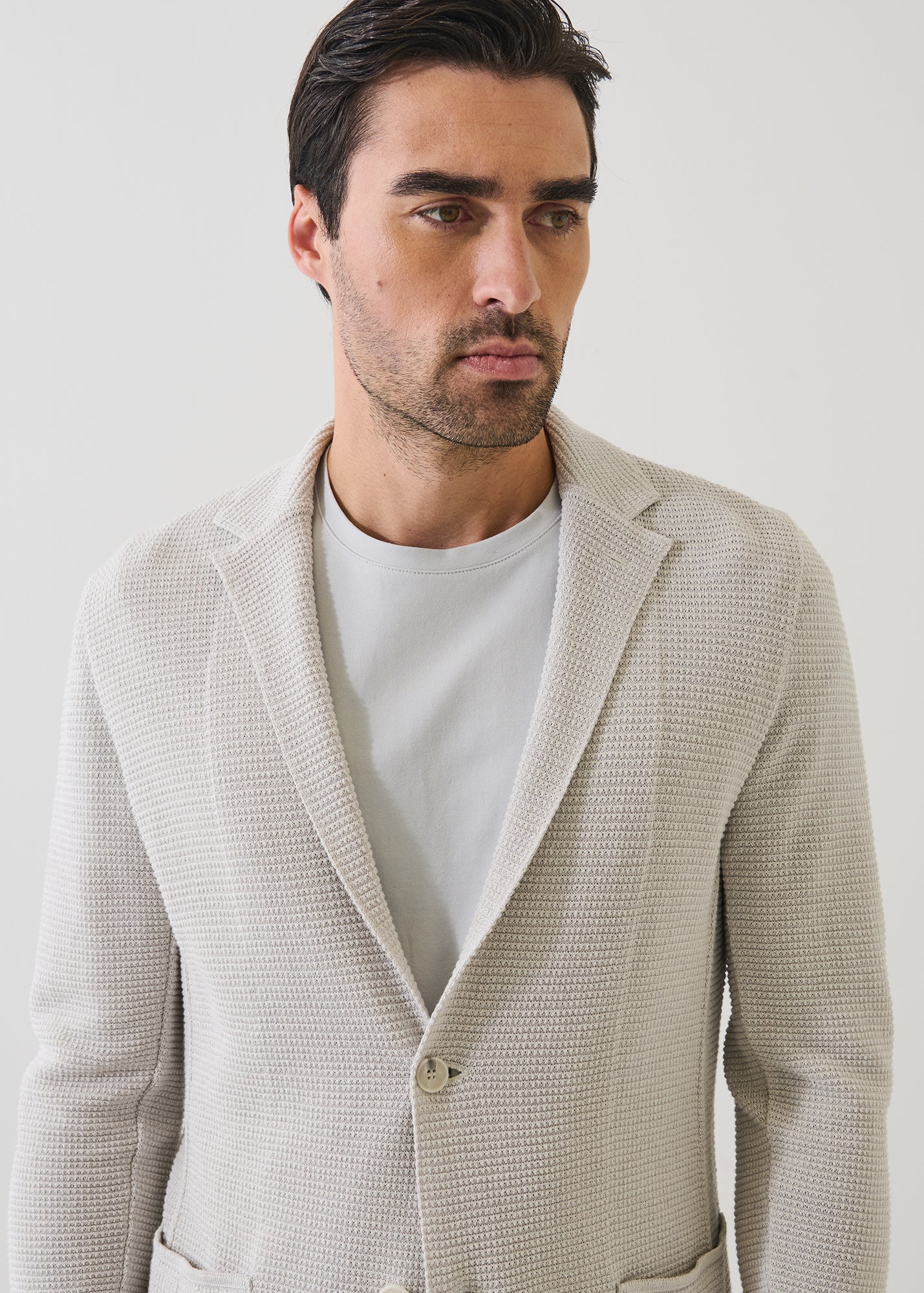 Linen-Cotton Mini-Grid Knit Blazer - PATRICK ASSARAF