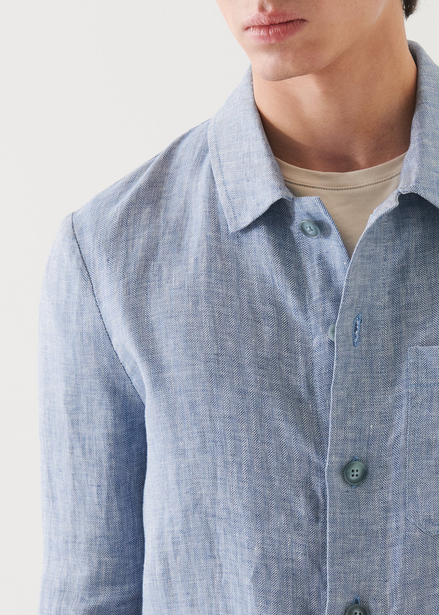 Linen Herringbone Shirt Jacket - PATRICK ASSARAF