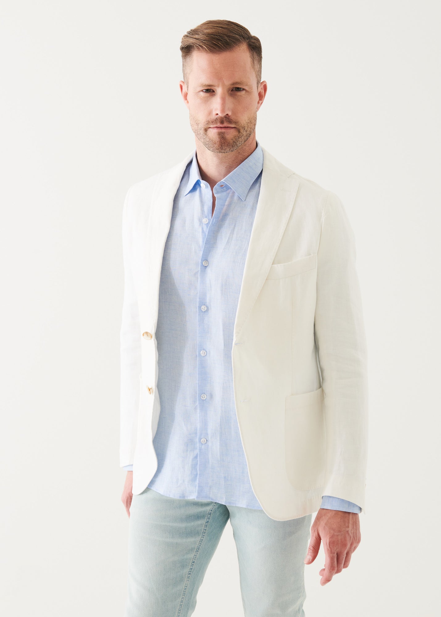 LINEN TWILL TWO-BUTTON BLAZER | PATRICK ASSARAF.