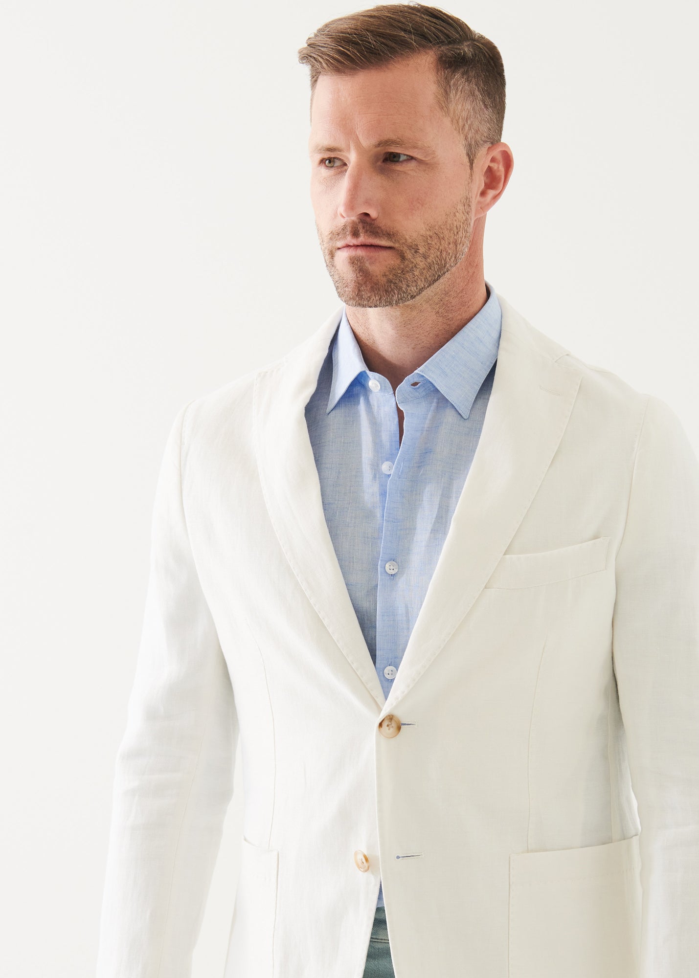 LINEN TWILL TWO-BUTTON BLAZER | PATRICK ASSARAF.