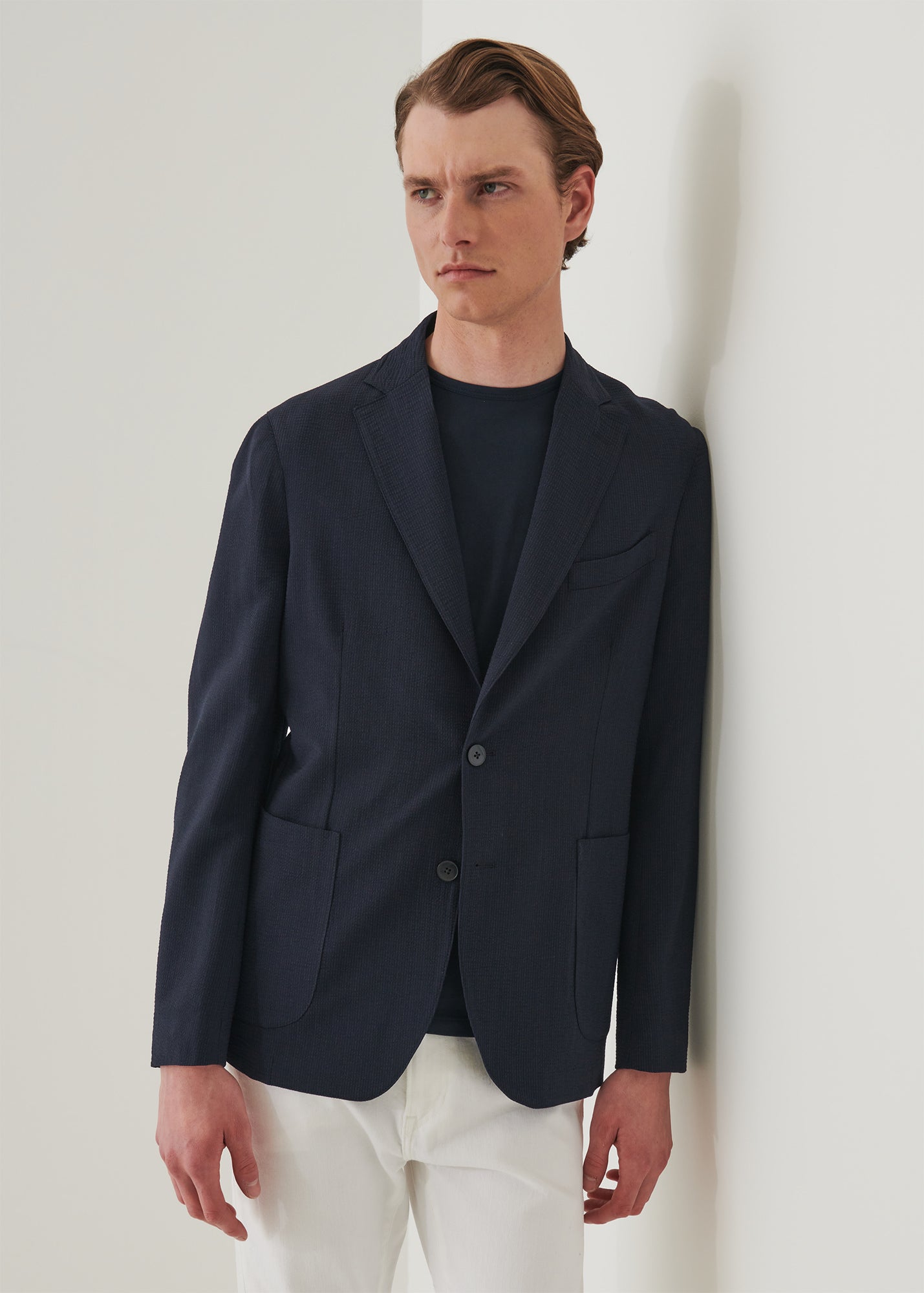 Wool Stretch Two-Button Blazer