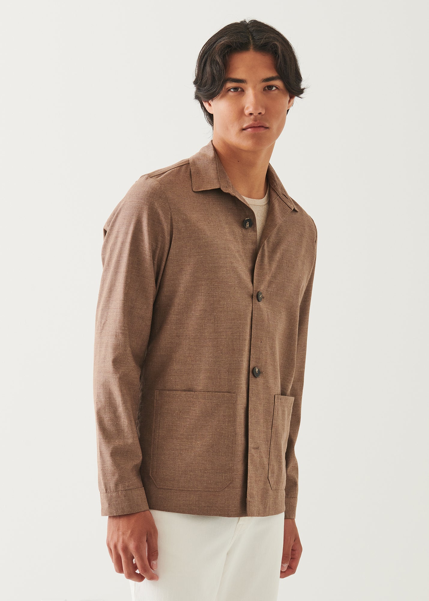 Wool Cotton Blend Shirt Jacket