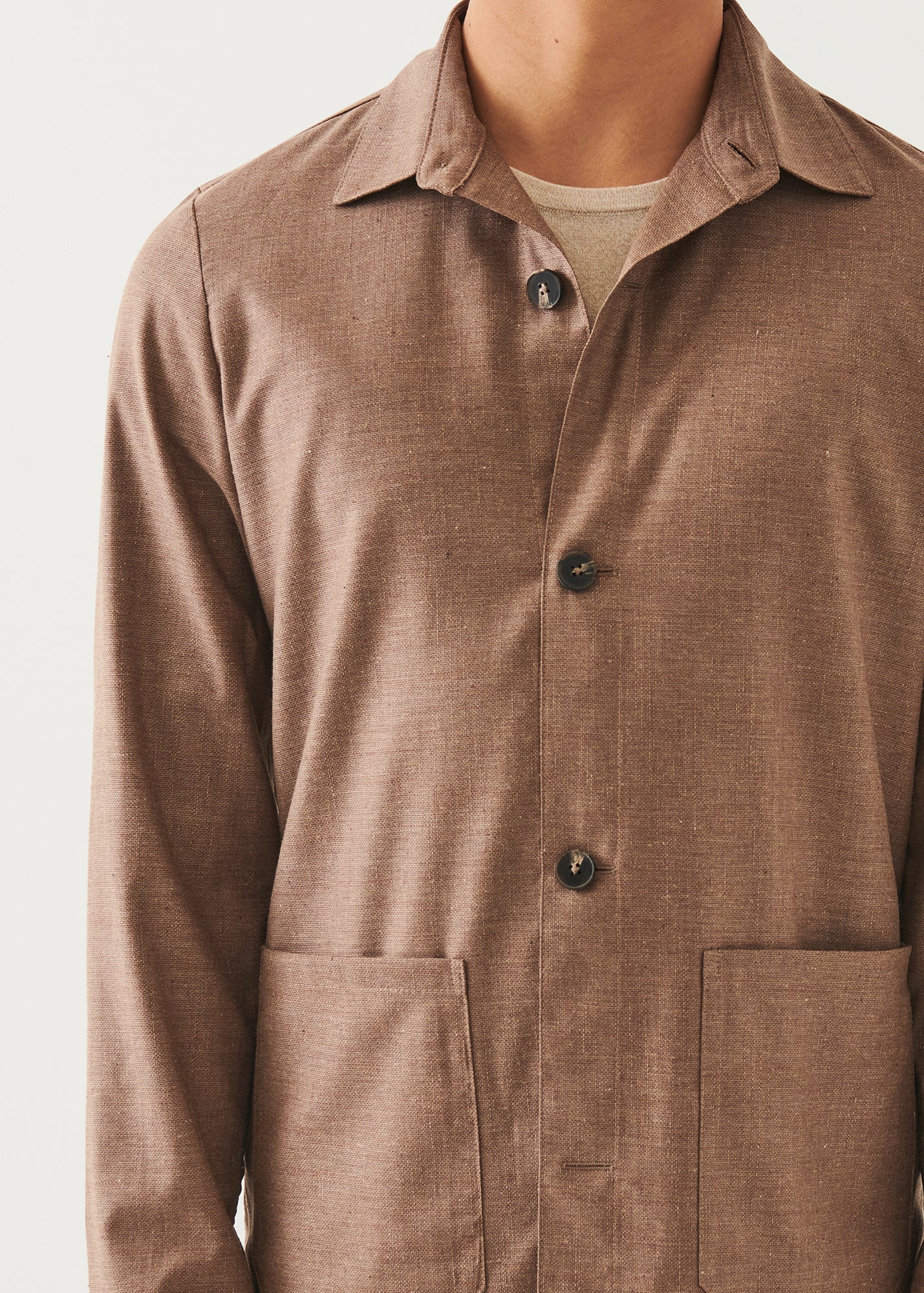 Wool Cotton Blend Shirt Jacket