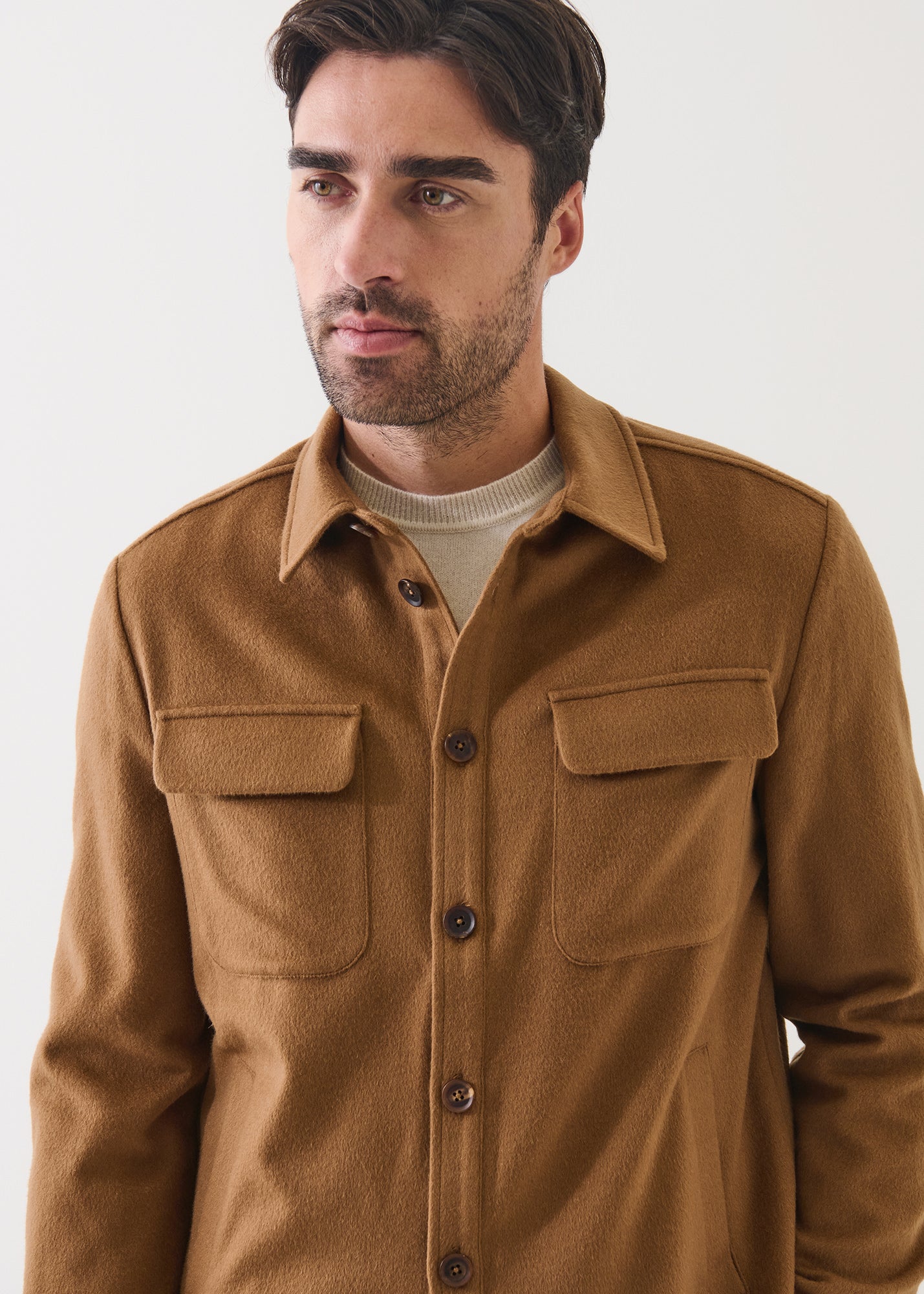 Flap Pocket Wool-Cashmere Shirt Jacket - PATRICK ASSARAF