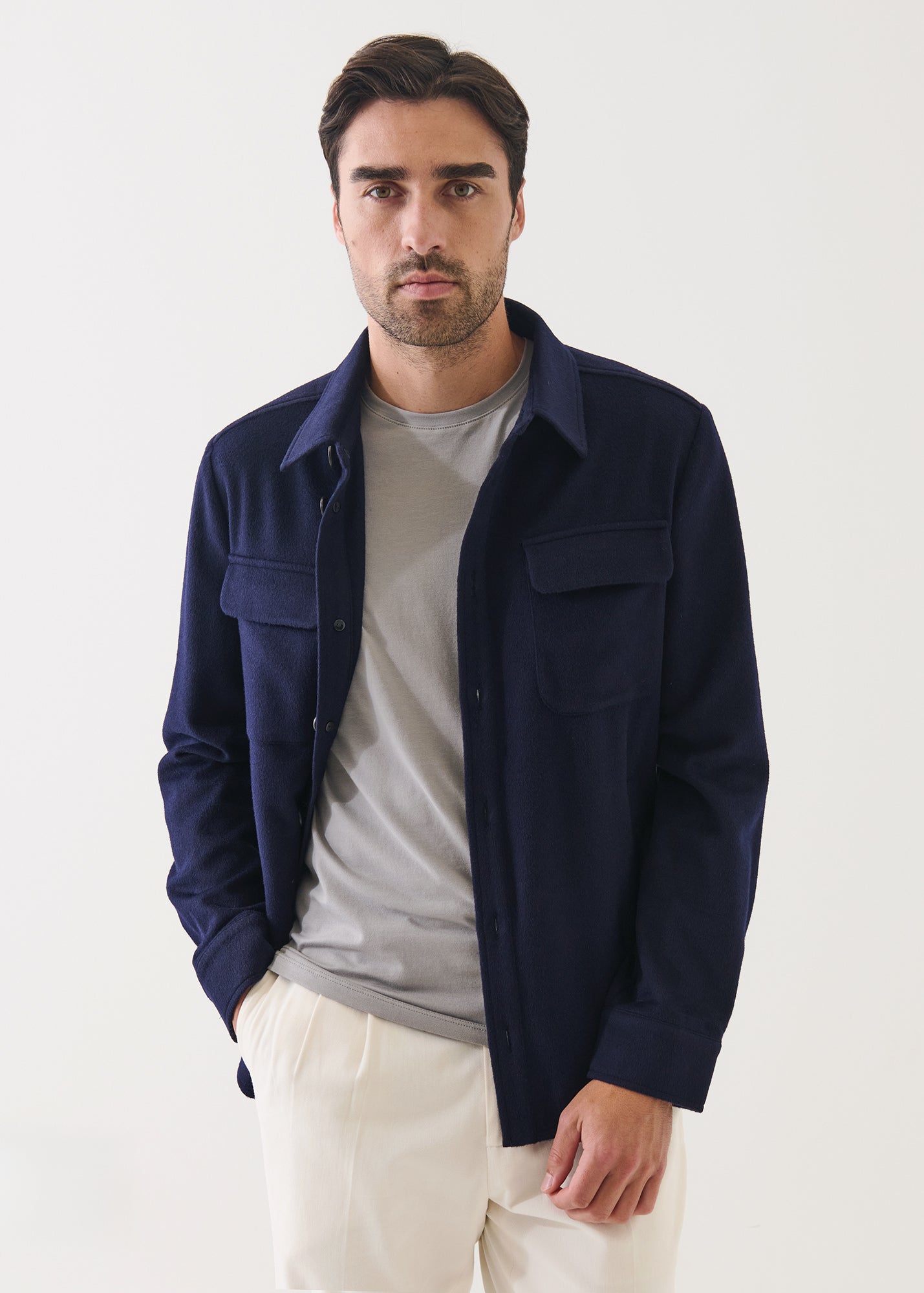 Flap Pocket Wool-Cashmere Shirt Jacket - PATRICK ASSARAF