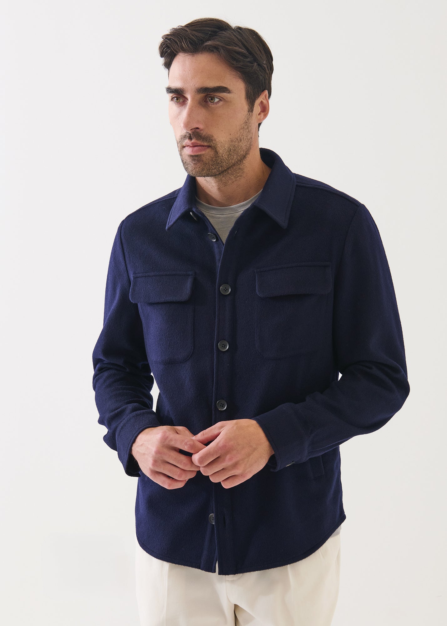 Flap Pocket Wool-Cashmere Shirt Jacket - PATRICK ASSARAF