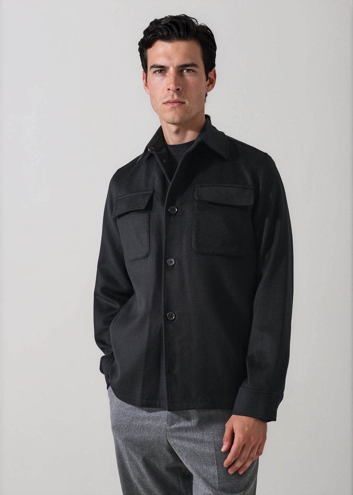 Wool-Silk Utility Shirt Jacket - PATRICK ASSARAF