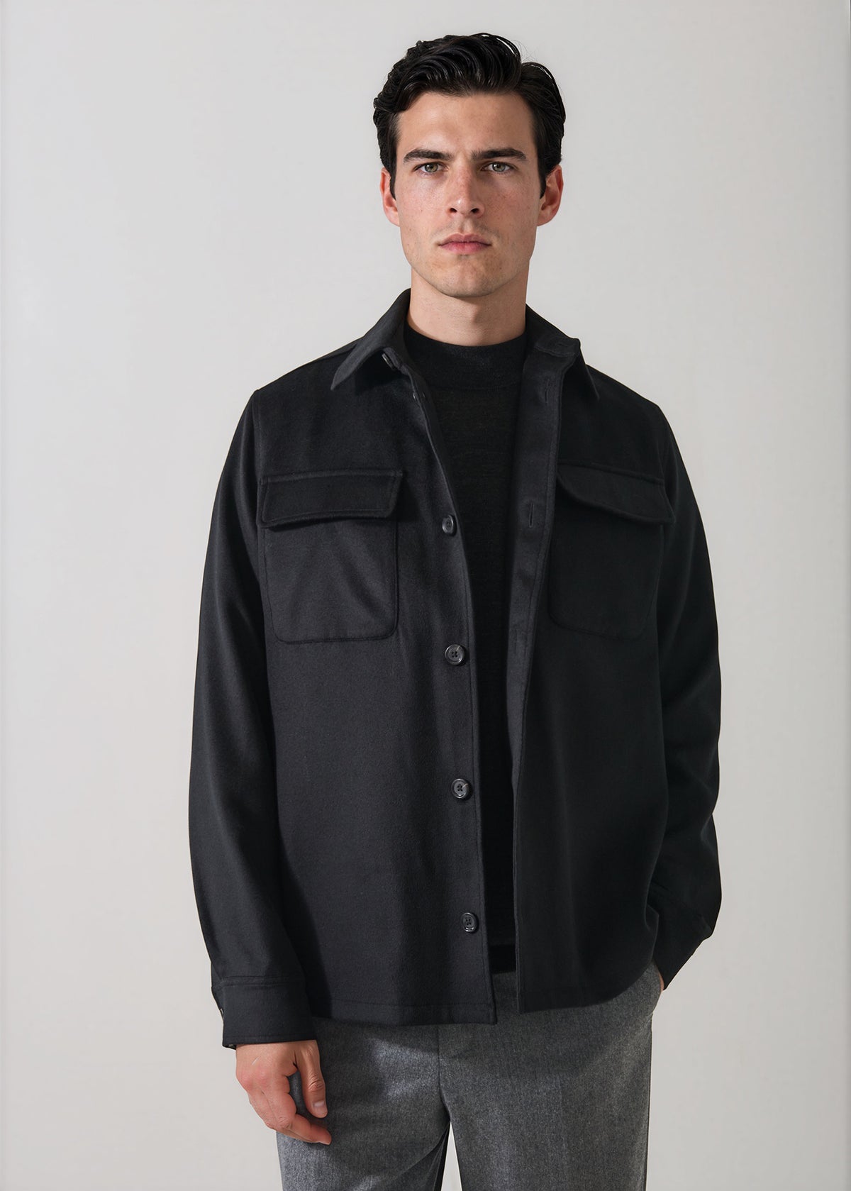Wool-Silk Utility Shirt Jacket - PATRICK ASSARAF