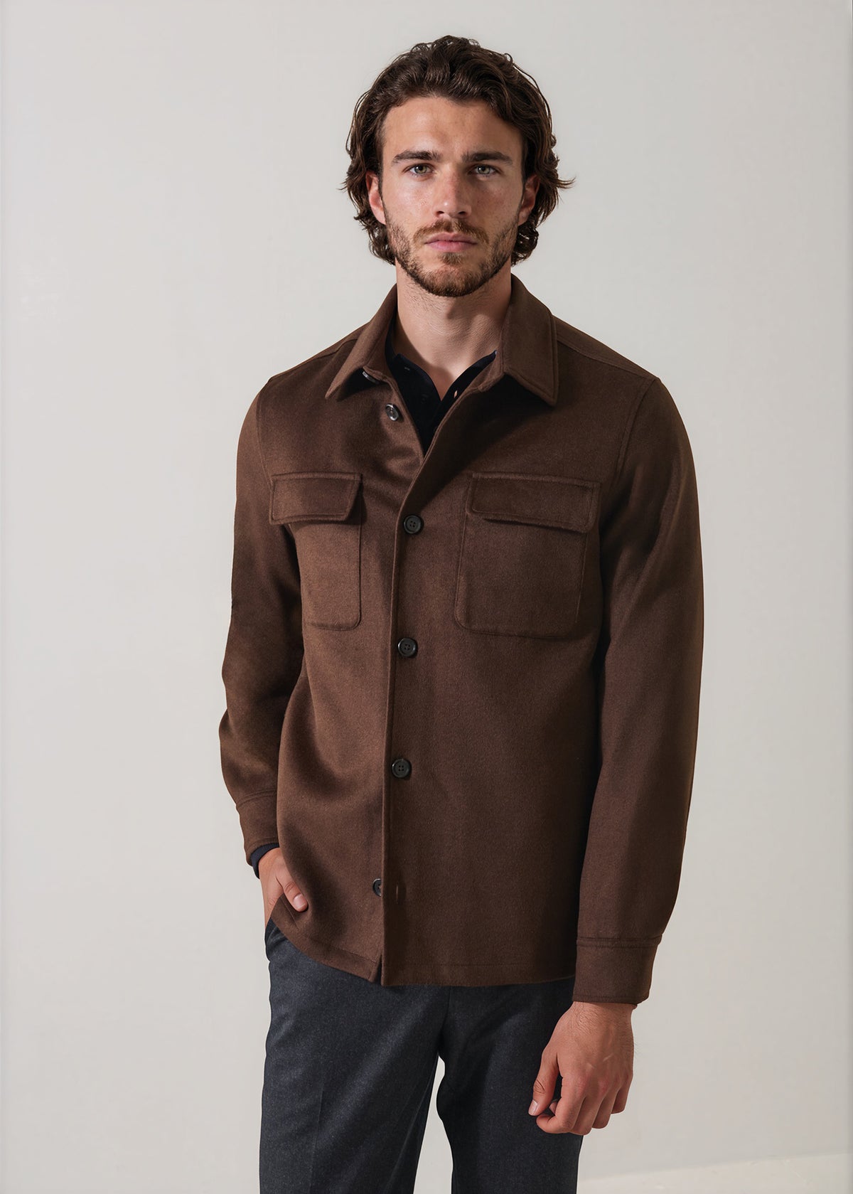 Wool-Silk Utility Shirt Jacket - PATRICK ASSARAF