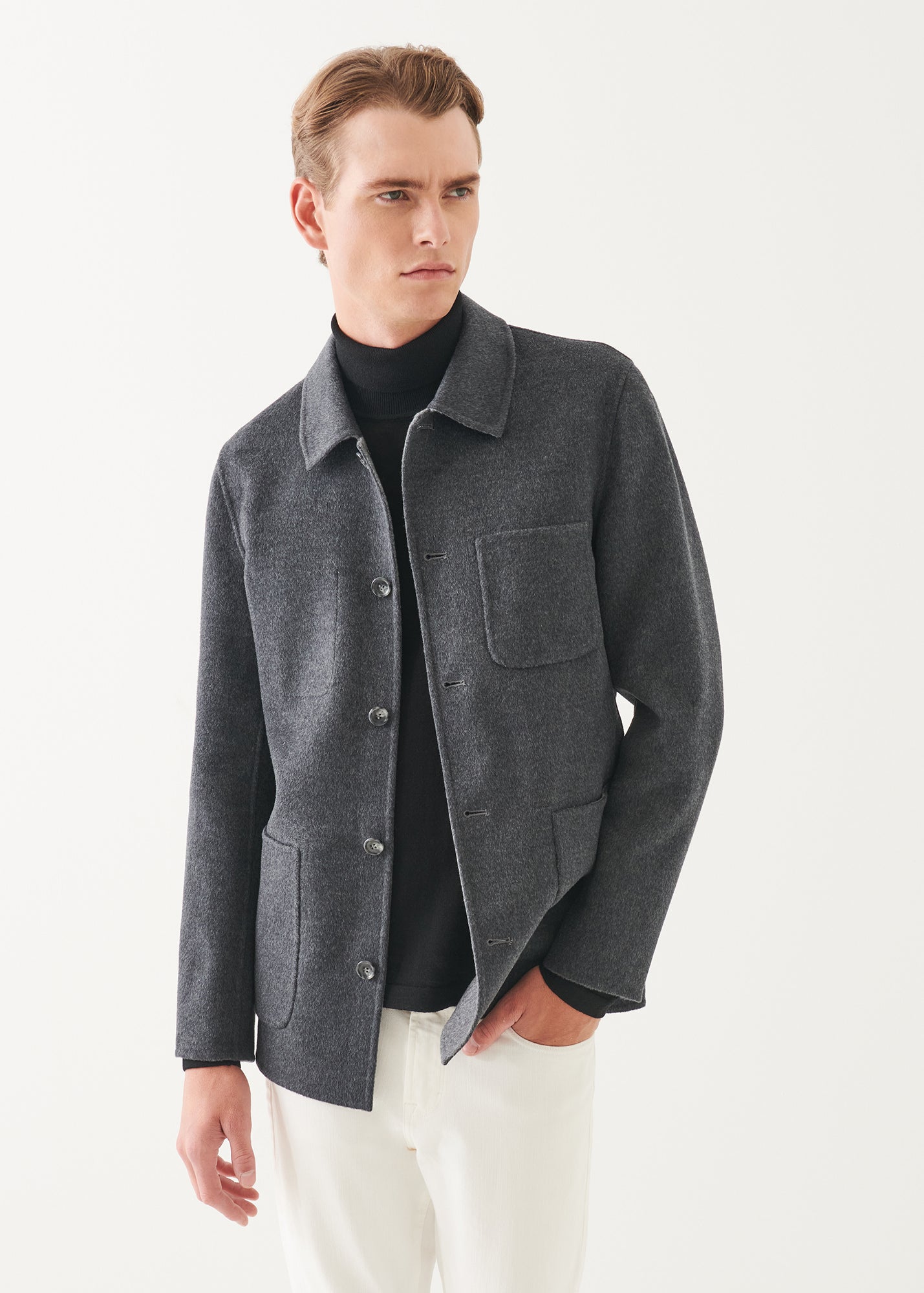 Wool Cashmere Double Face Chore Jacket - PATRICK ASSARAF