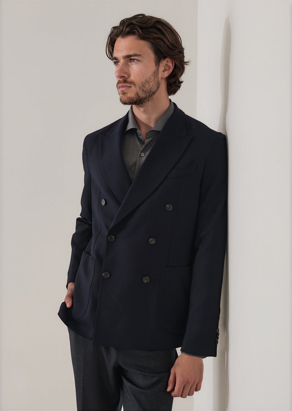 Wool-Cashmere Stretch Twill Double-Breasted Blazer - PATRICK ASSARAF