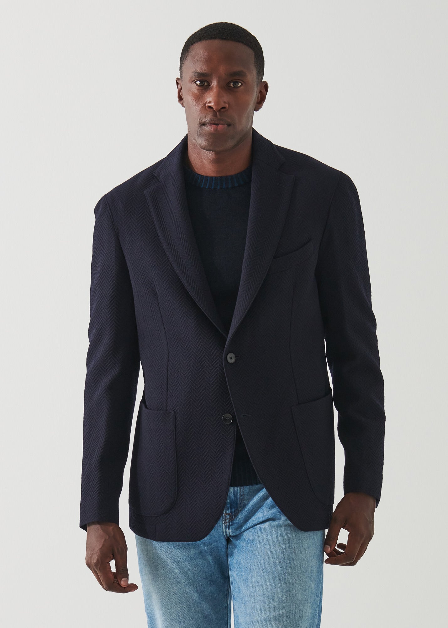 HERRINGBONE WOOL BLAZER | PATRICK ASSARAF.