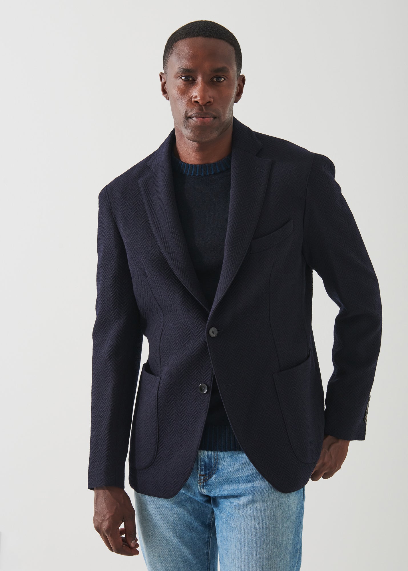 HERRINGBONE WOOL BLAZER | PATRICK ASSARAF.