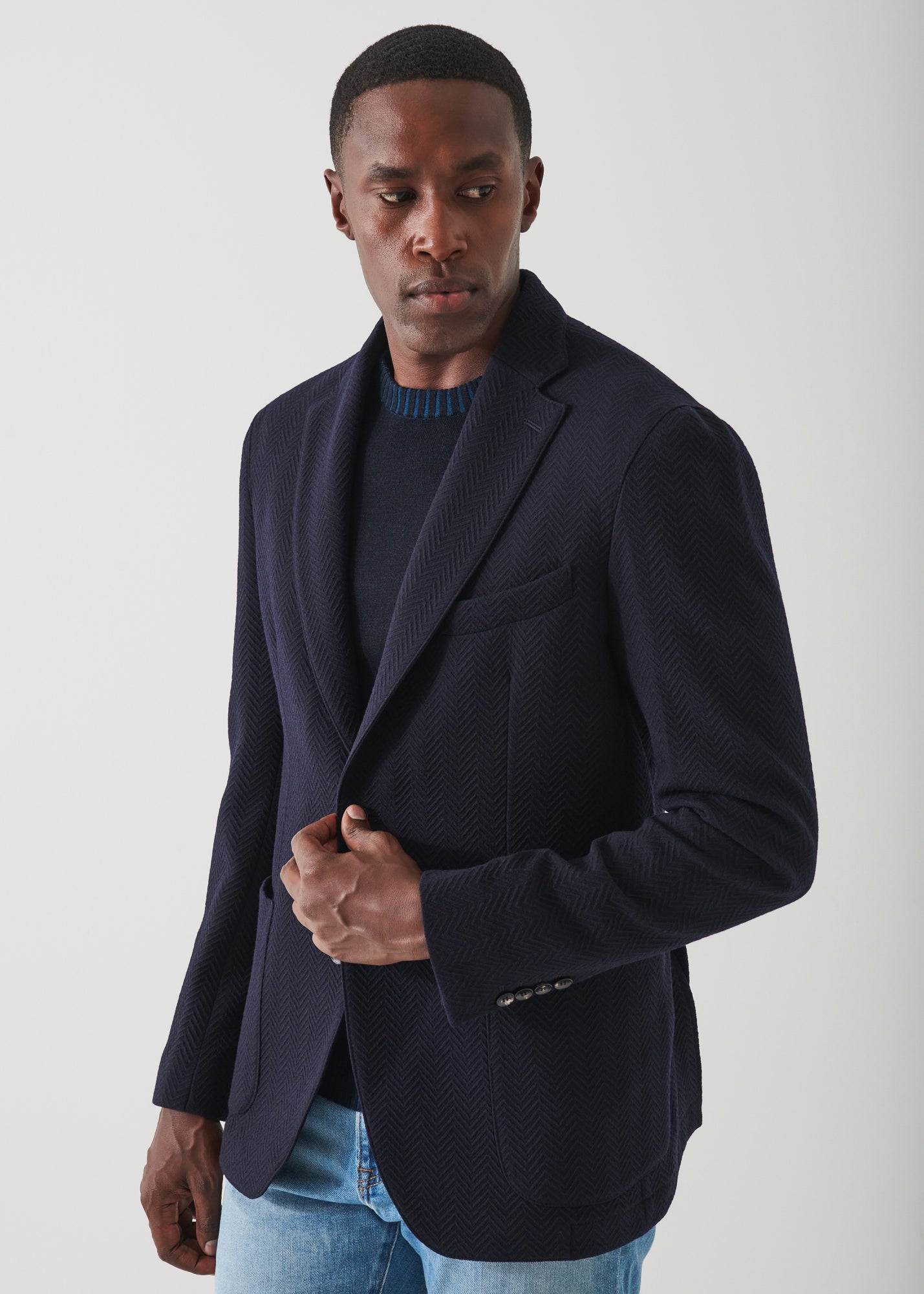 HERRINGBONE WOOL BLAZER | PATRICK ASSARAF.