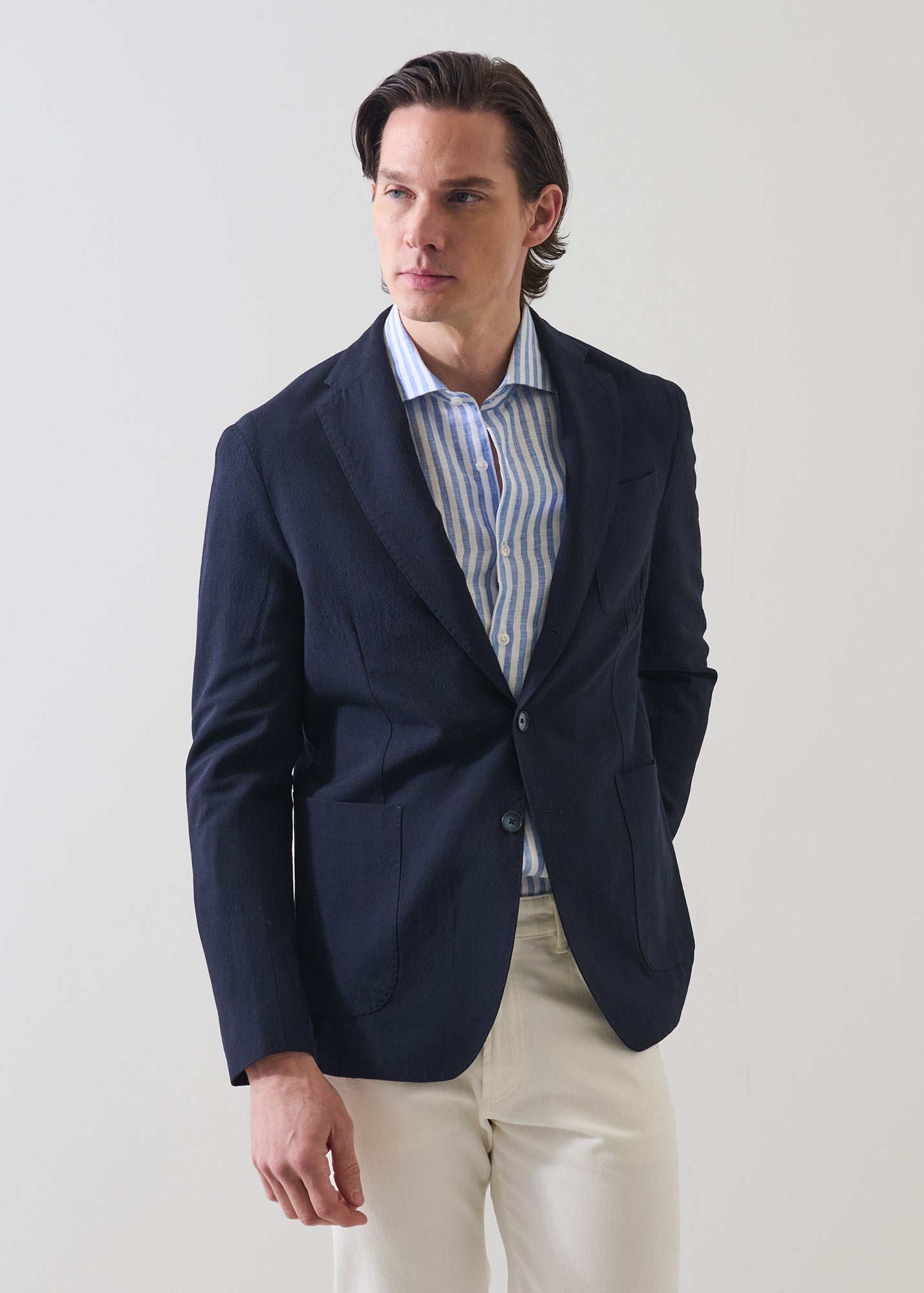 Wool Seersucker Blazer - PATRICK ASSARAF