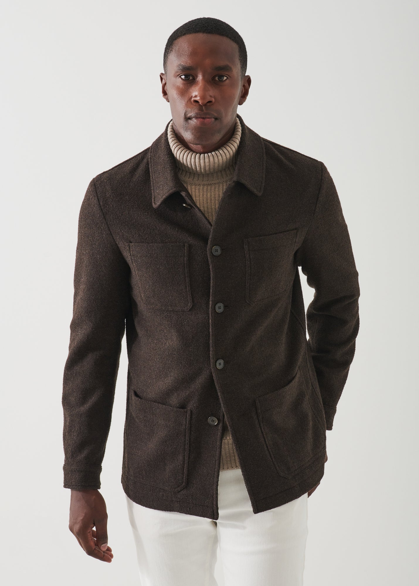 WOOL-SILK BLEND SHIRT JACKET | PATRICK ASSARAF.