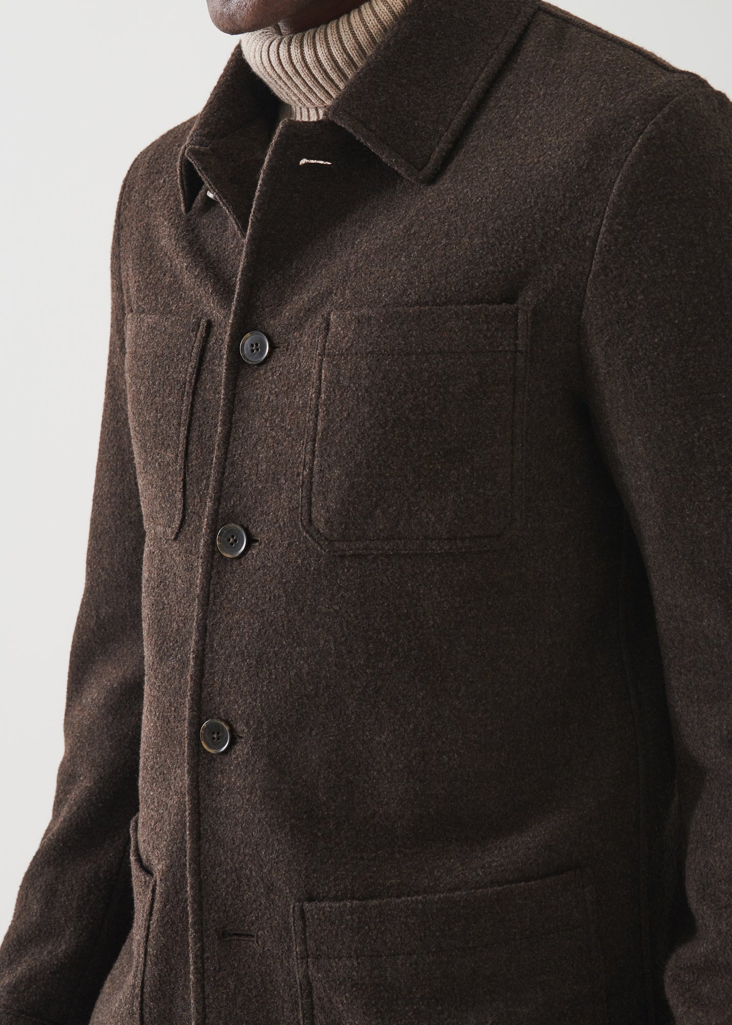 WOOL-SILK BLEND SHIRT JACKET | PATRICK ASSARAF.