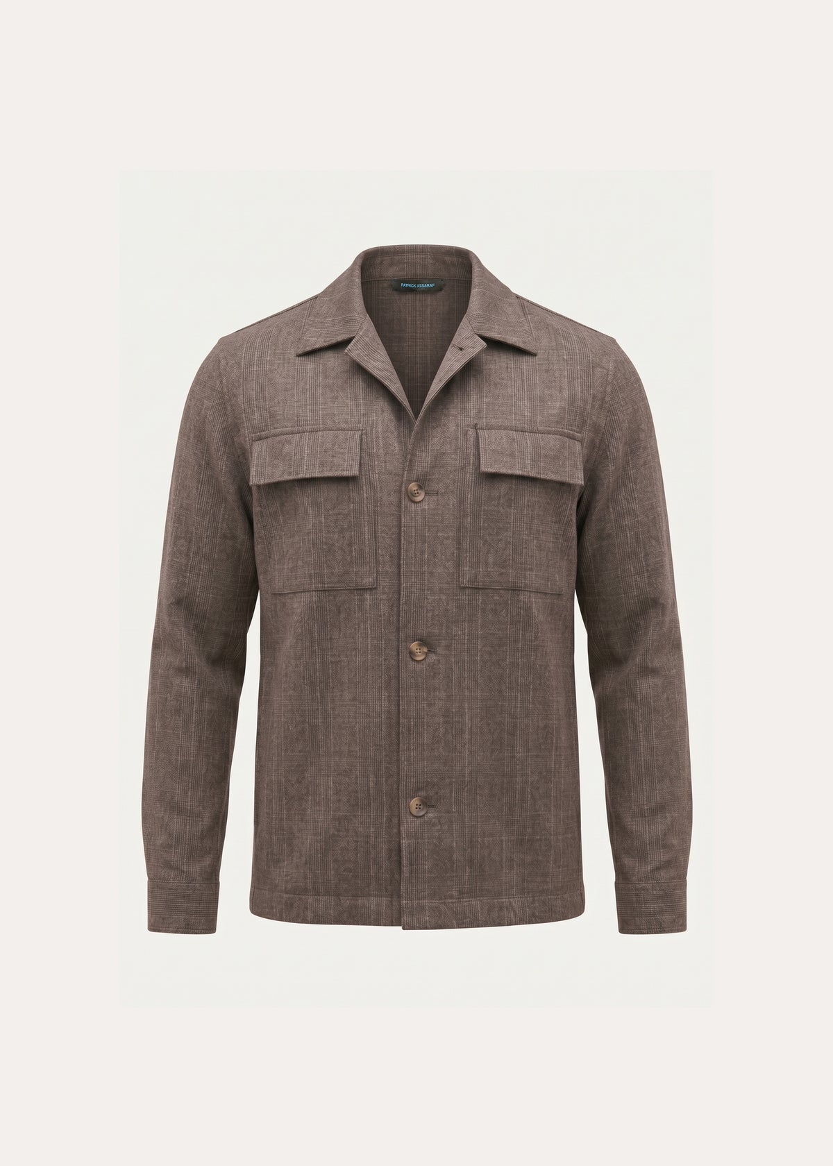 Prince of Wales Check Wool Stretch Utility Overshirt - PATRICK ASSARAF