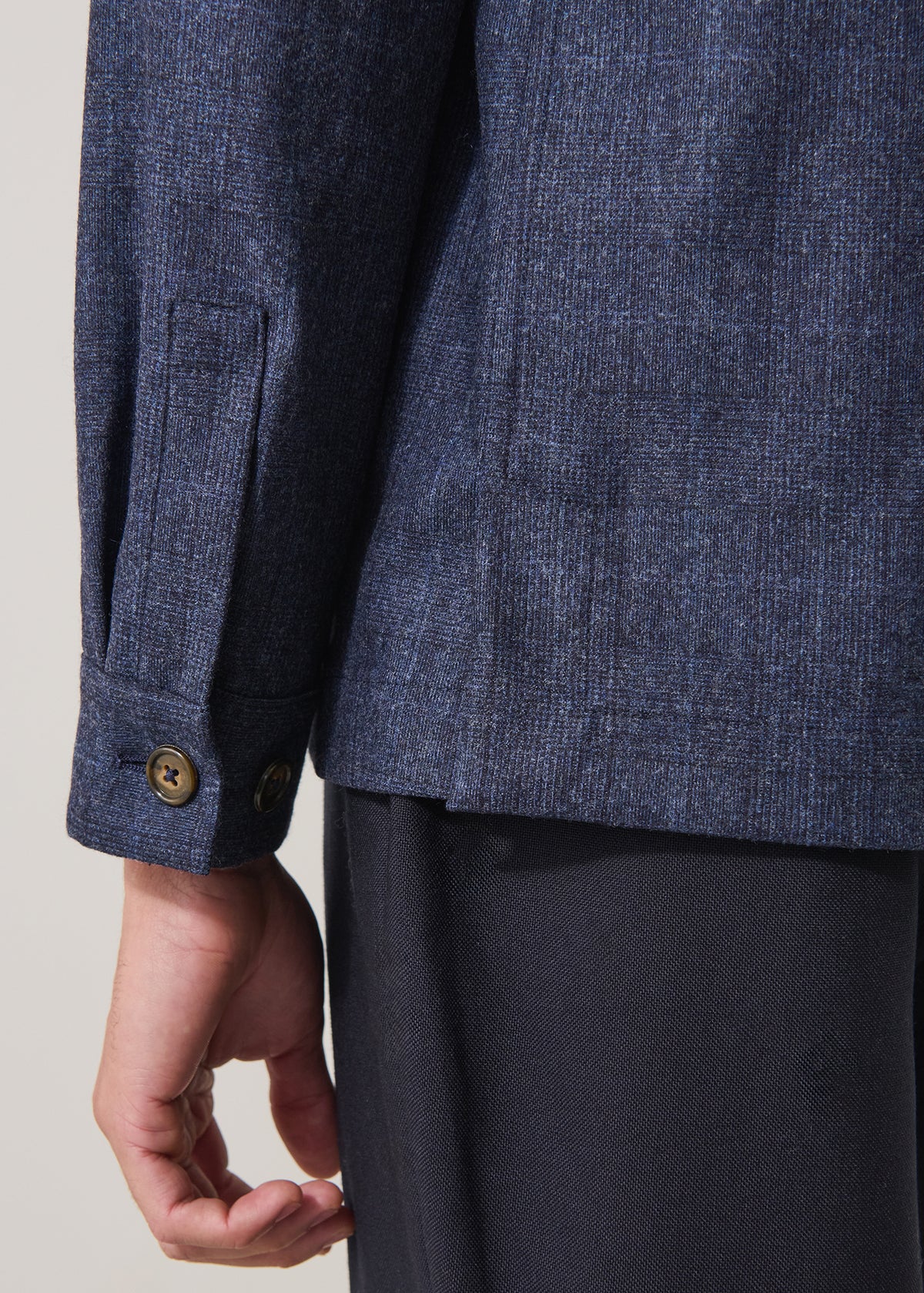 Prince of Wales Check Wool Stretch Utility Overshirt - PATRICK ASSARAF