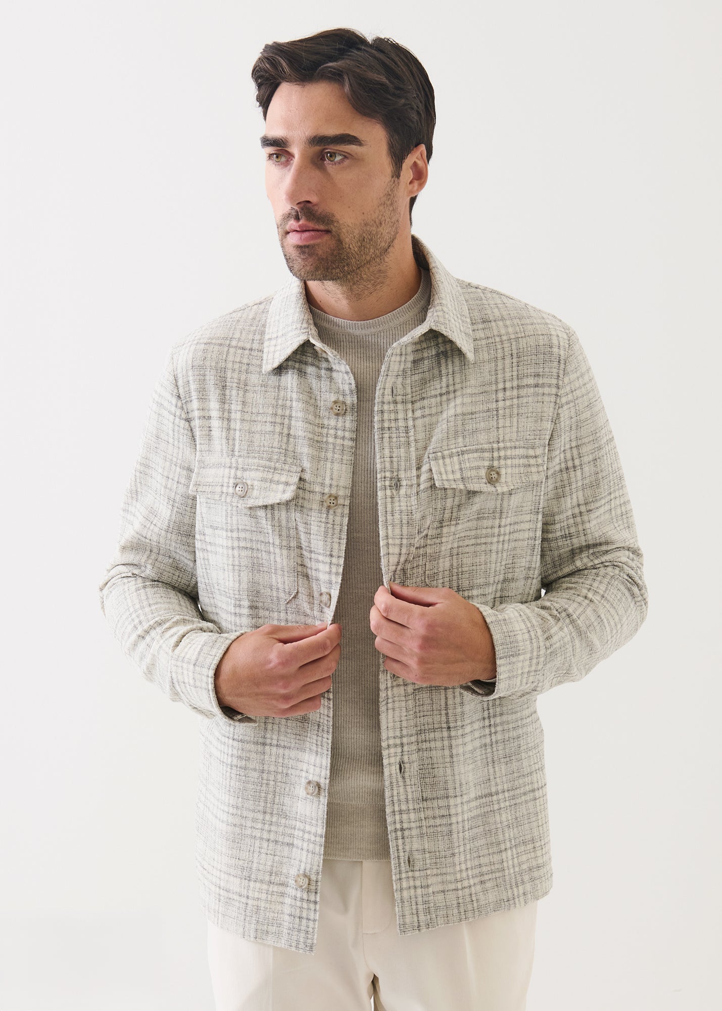 Wool Blend Soft Plaid Shirt Jacket