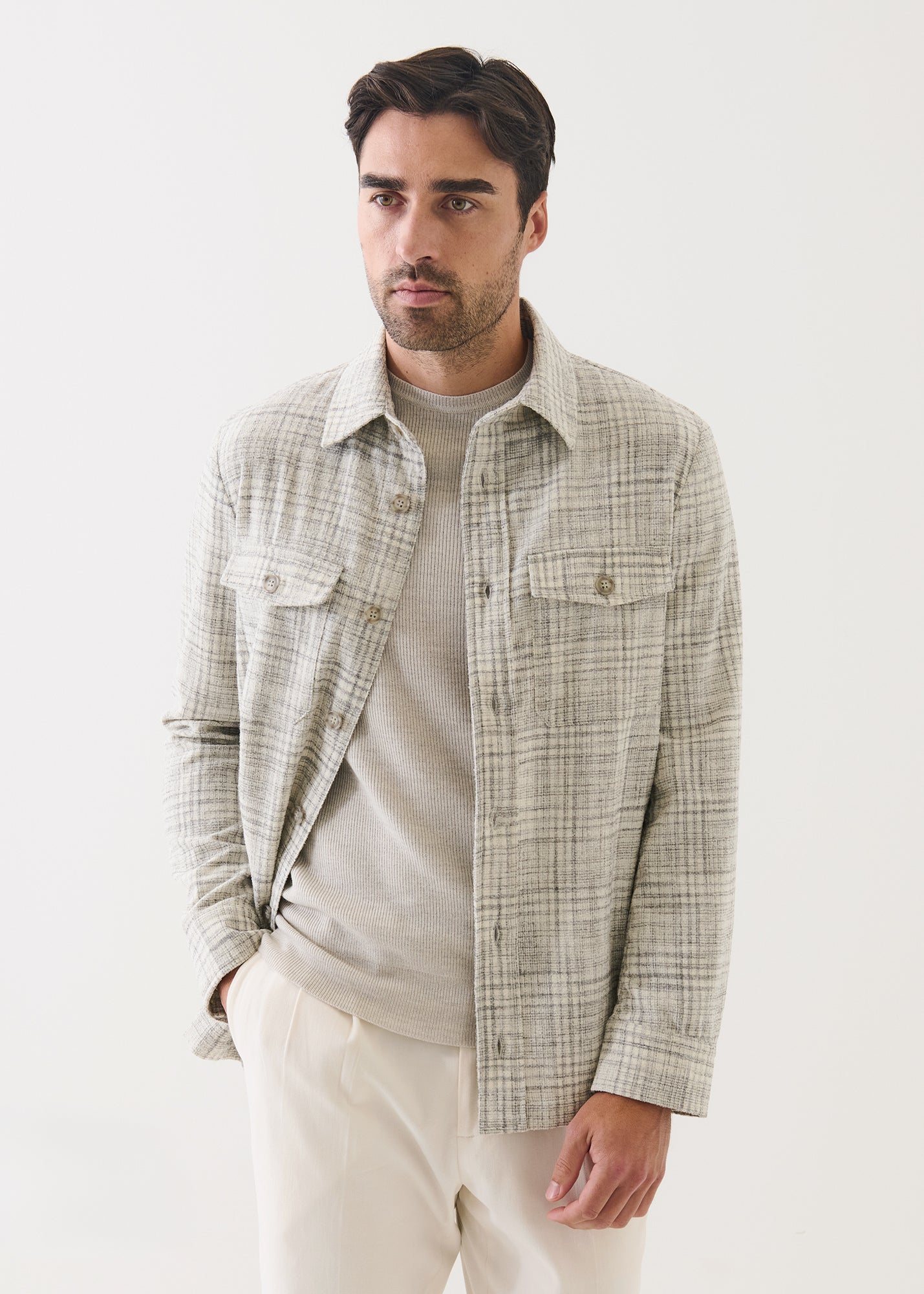 Wool Blend Soft Plaid Shirt Jacket