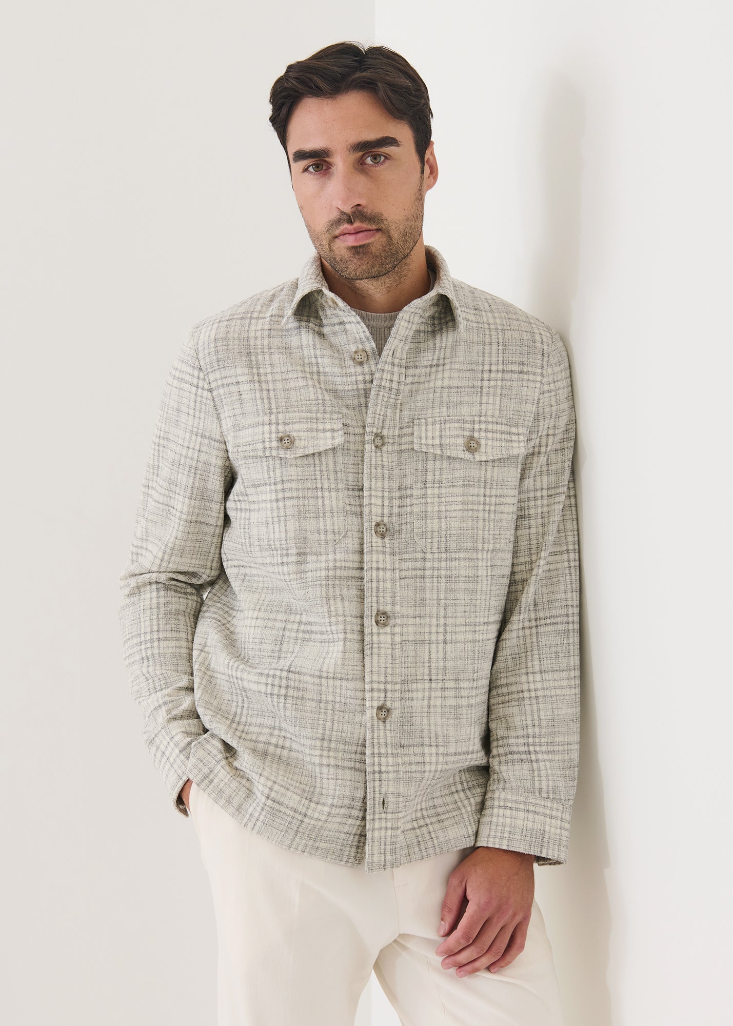 Wool Blend Soft Plaid Shirt Jacket