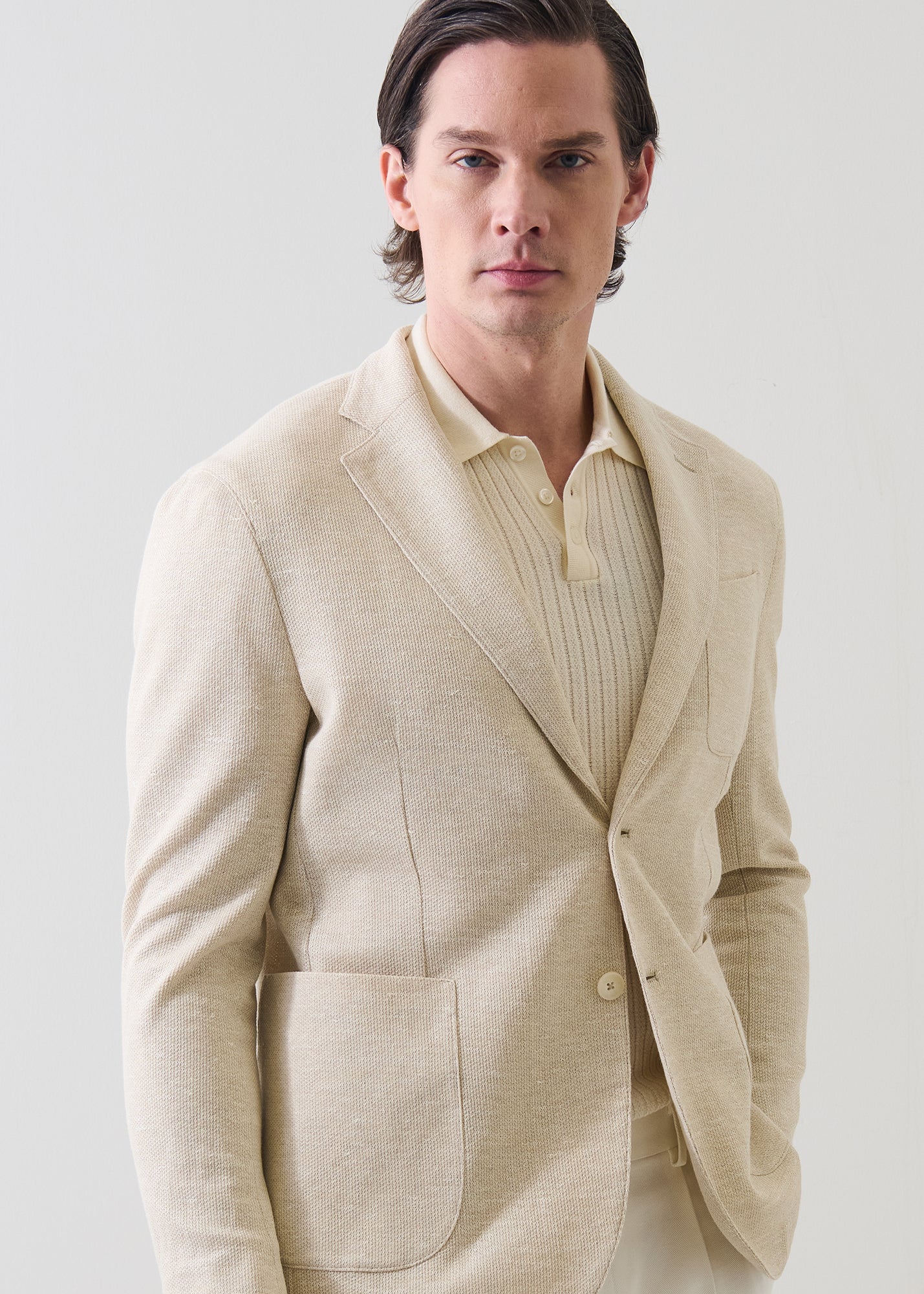 Linen-Cotton Textured Knit Blazer - PATRICK ASSARAF