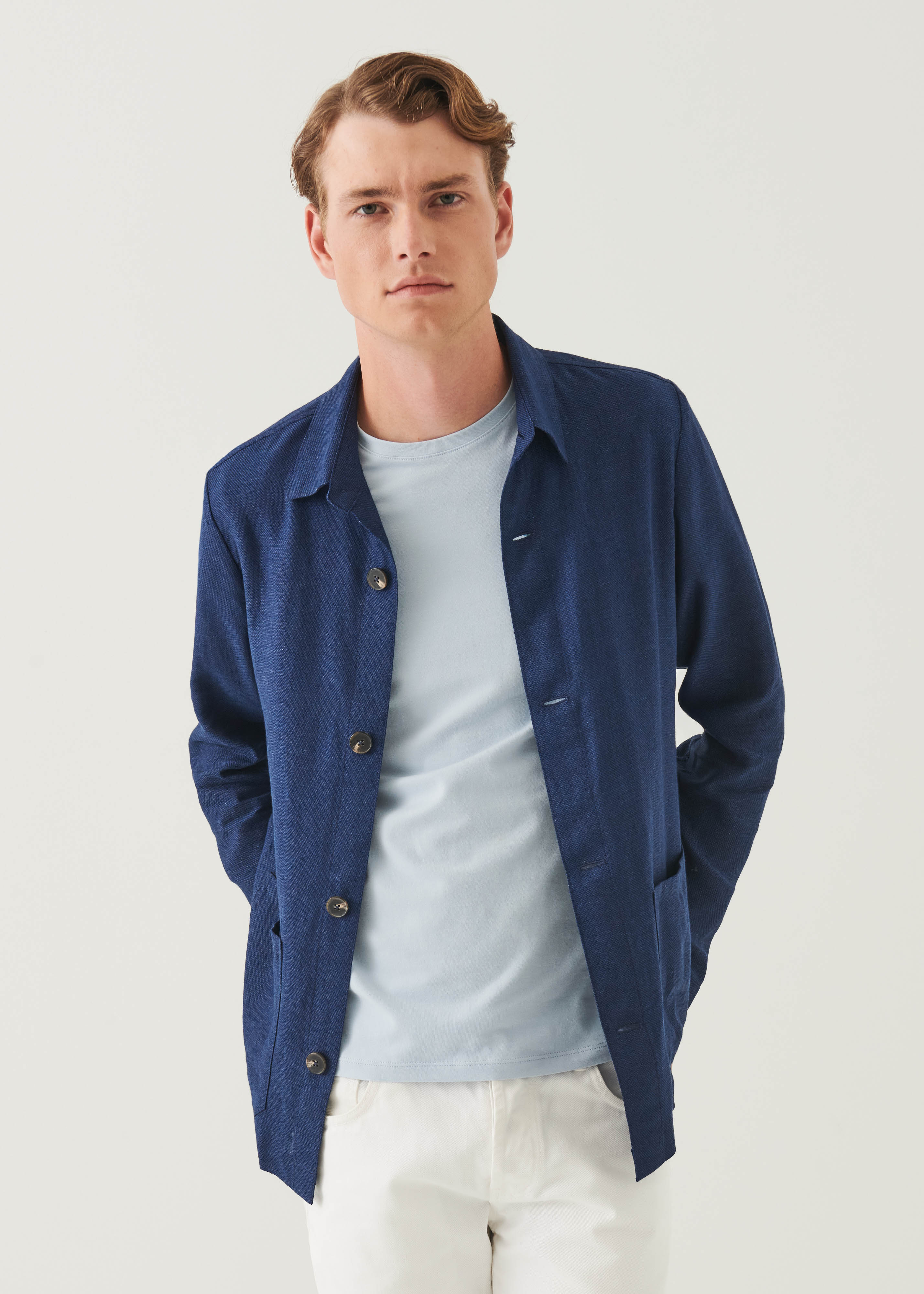 Linen Wool Blend Shirt Jacket
