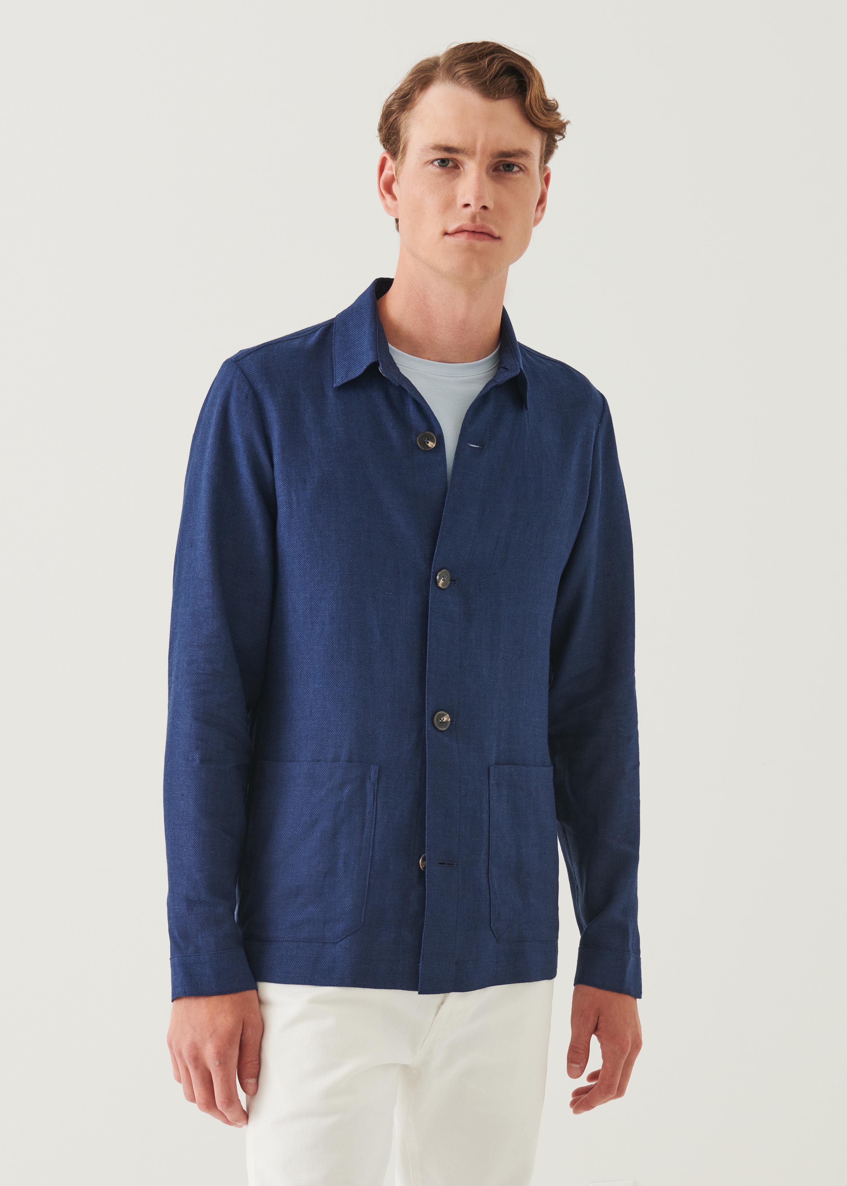 Linen Wool Blend Shirt Jacket