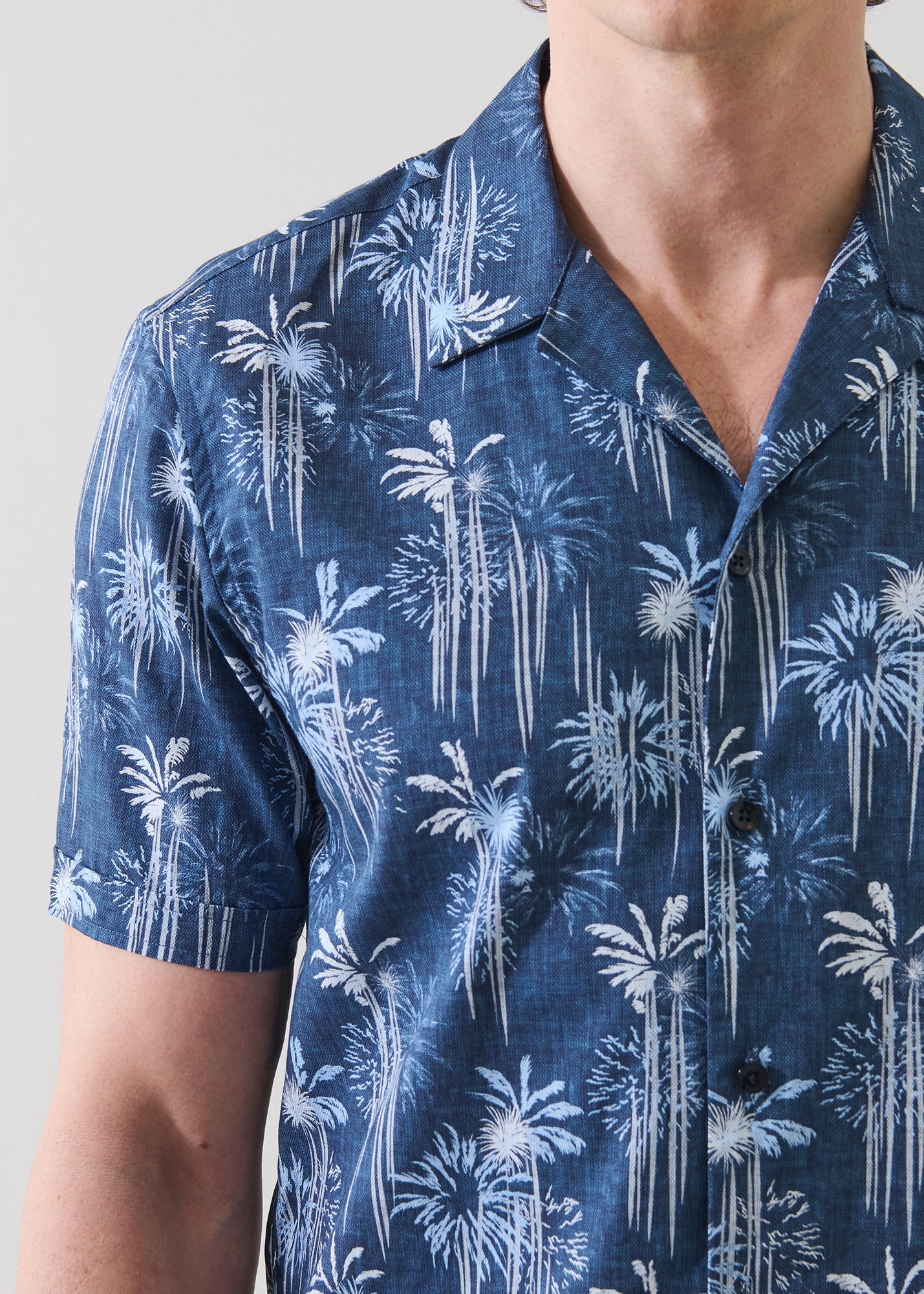 Palm Tree Print Cotton Camp Collar Shirt - PATRICK ASSARAF