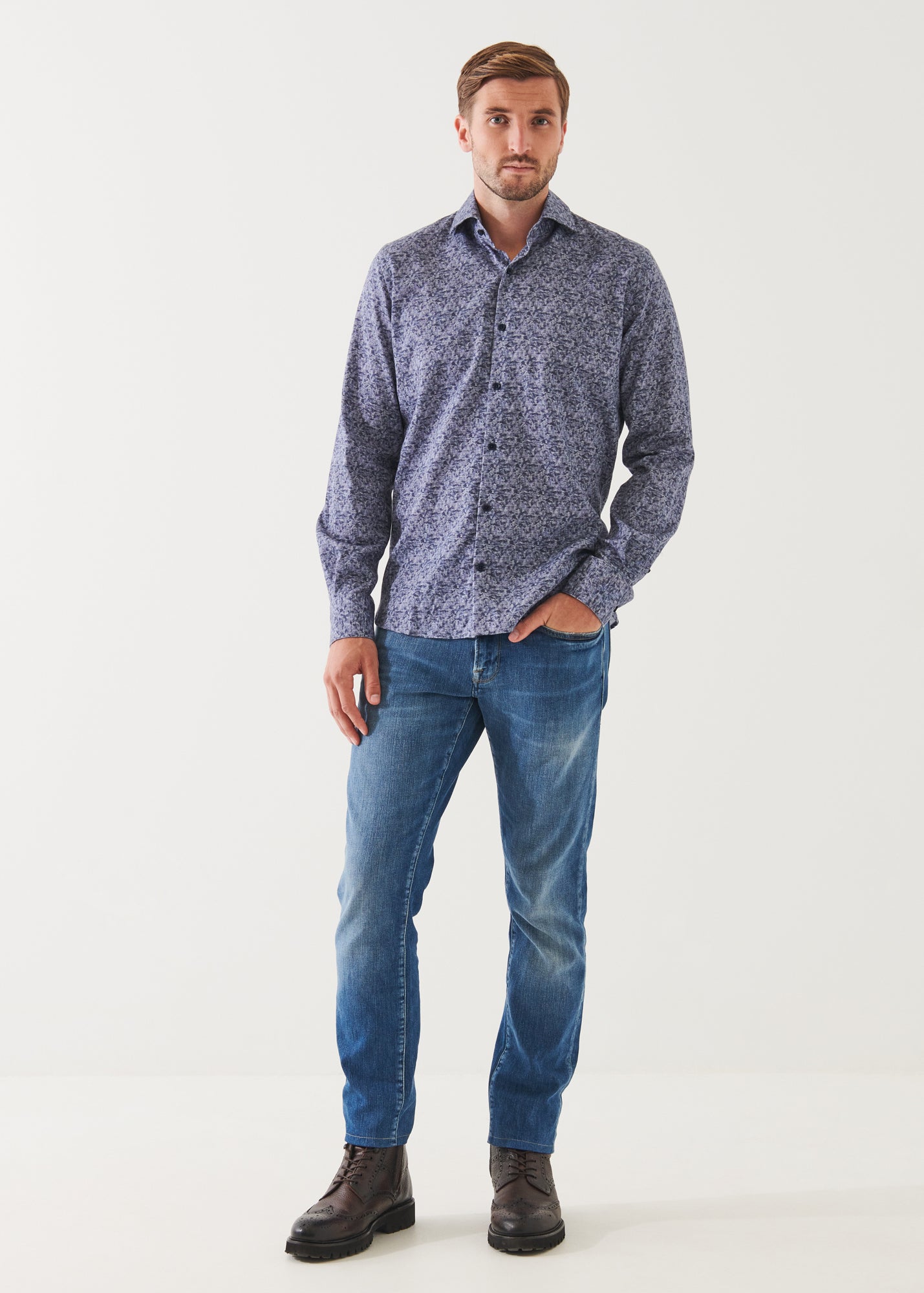 ABSTRACT PRINT COTTON SHIRT | PATRICK ASSARAF.