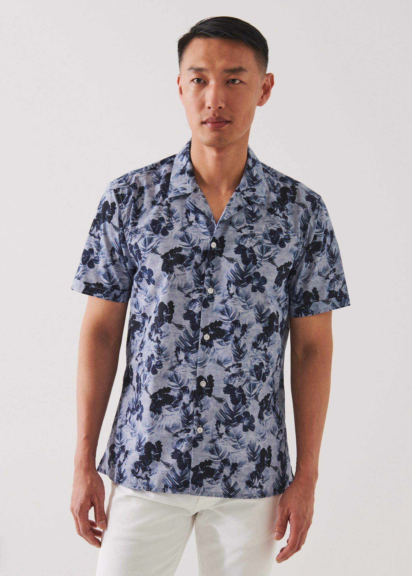 Tropical Floral Print Camp Collar Shirt