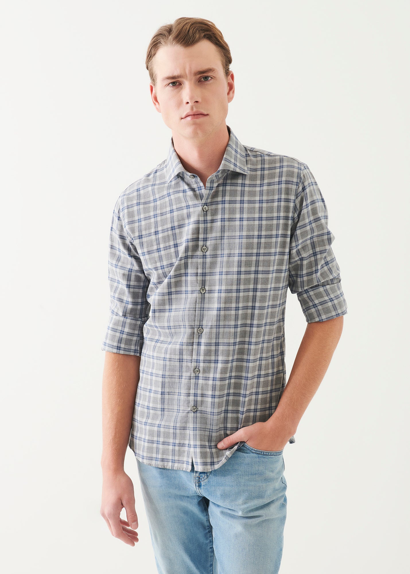 Flannel Check Button Up Shirt - PATRICK ASSARAF