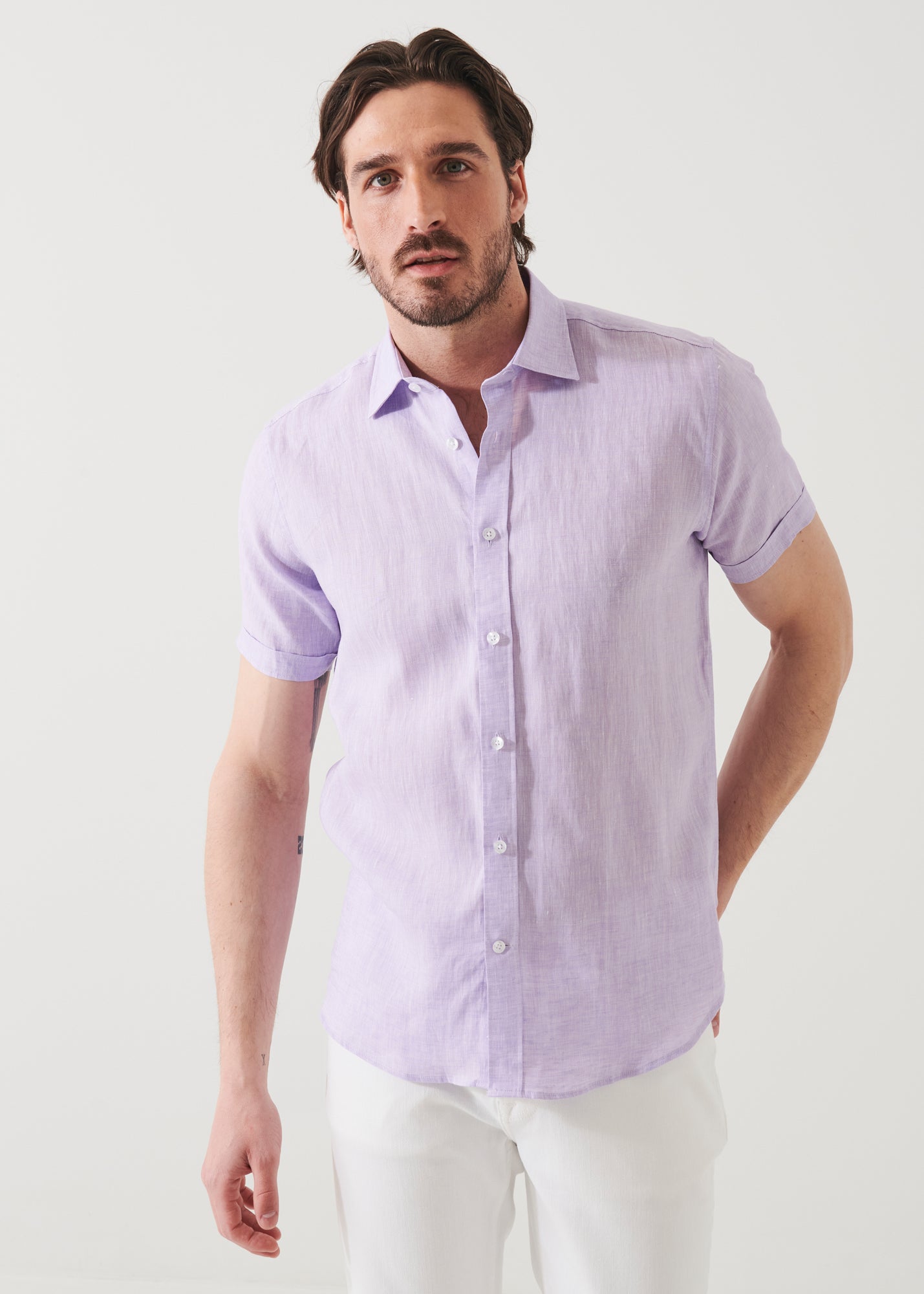 SHORT SLEEVE LINEN SHIRT | PATRICK ASSARAF.