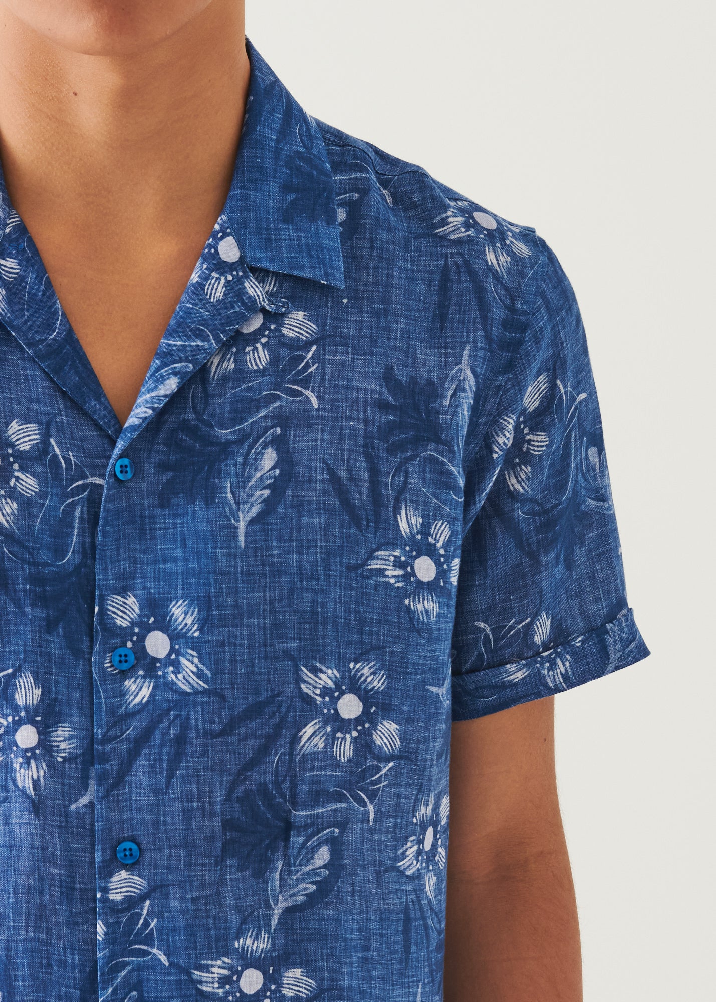 Linen Camp Collar Floral Shirt