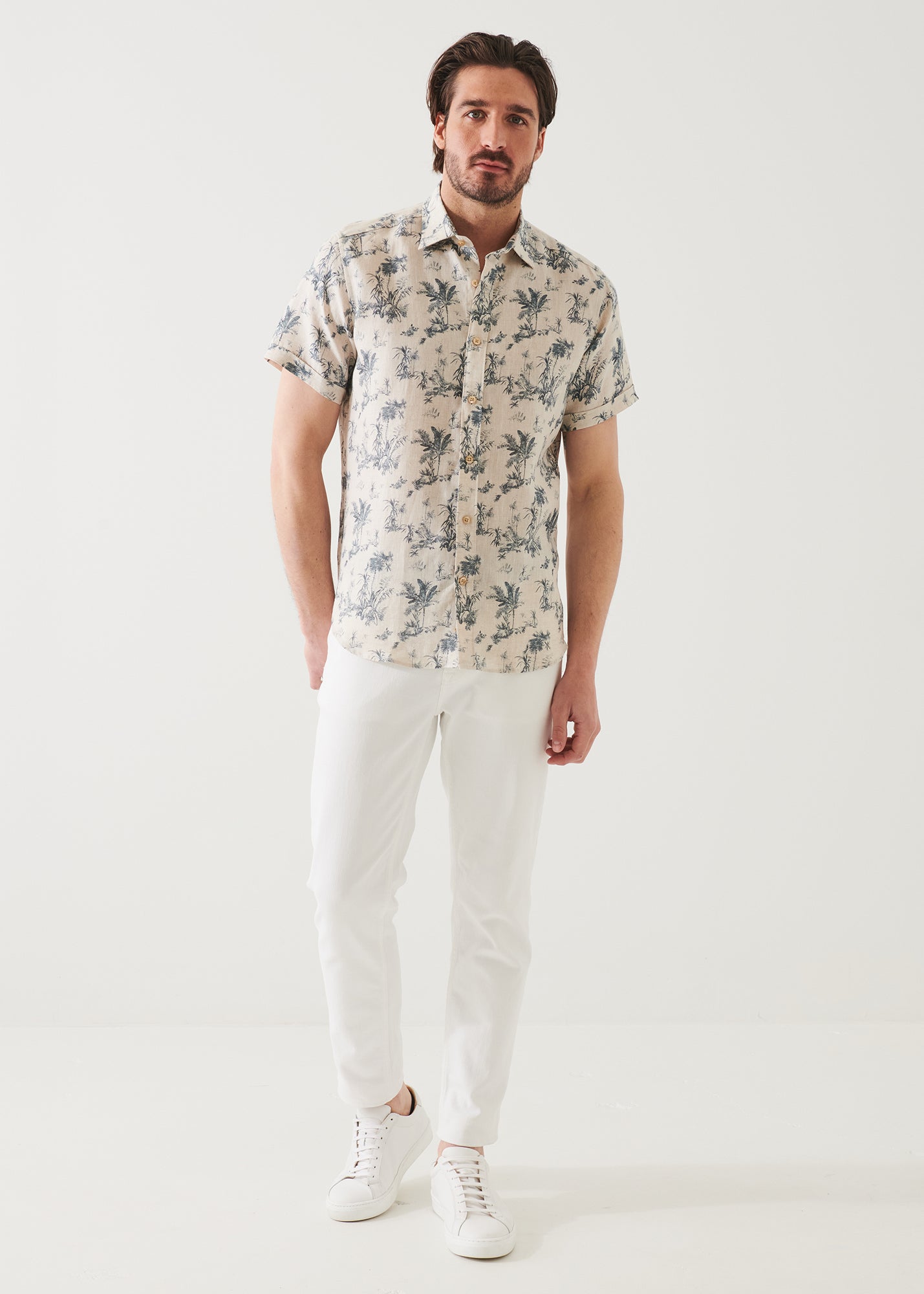 Palm Tree Print Linen Shirt
