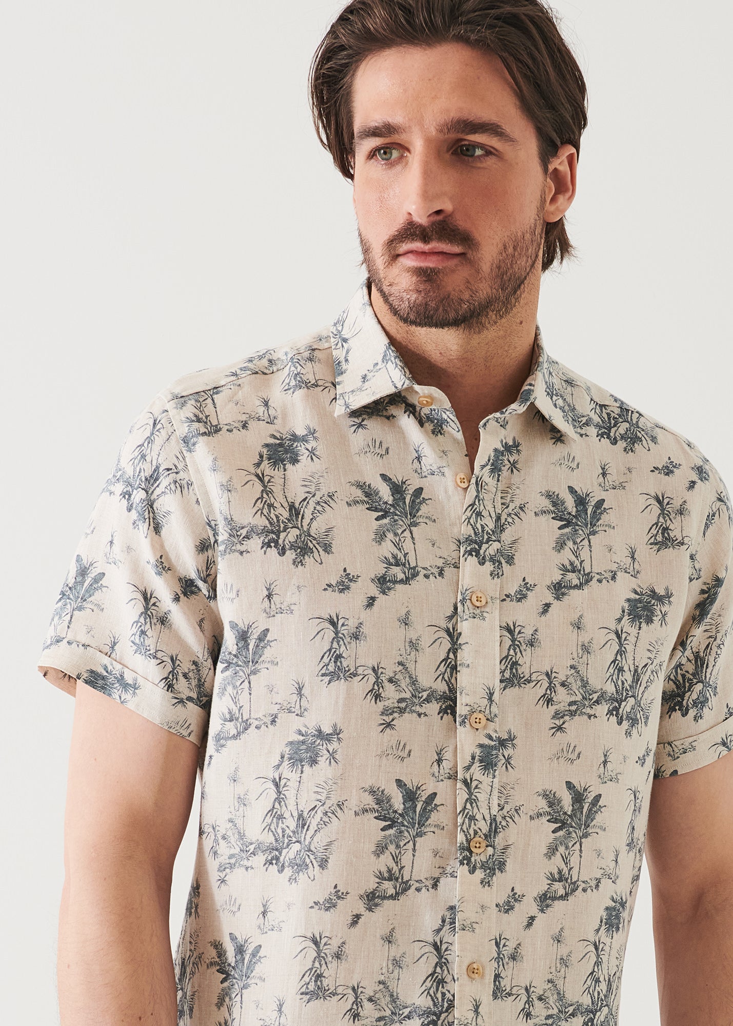 Palm Tree Print Linen Shirt